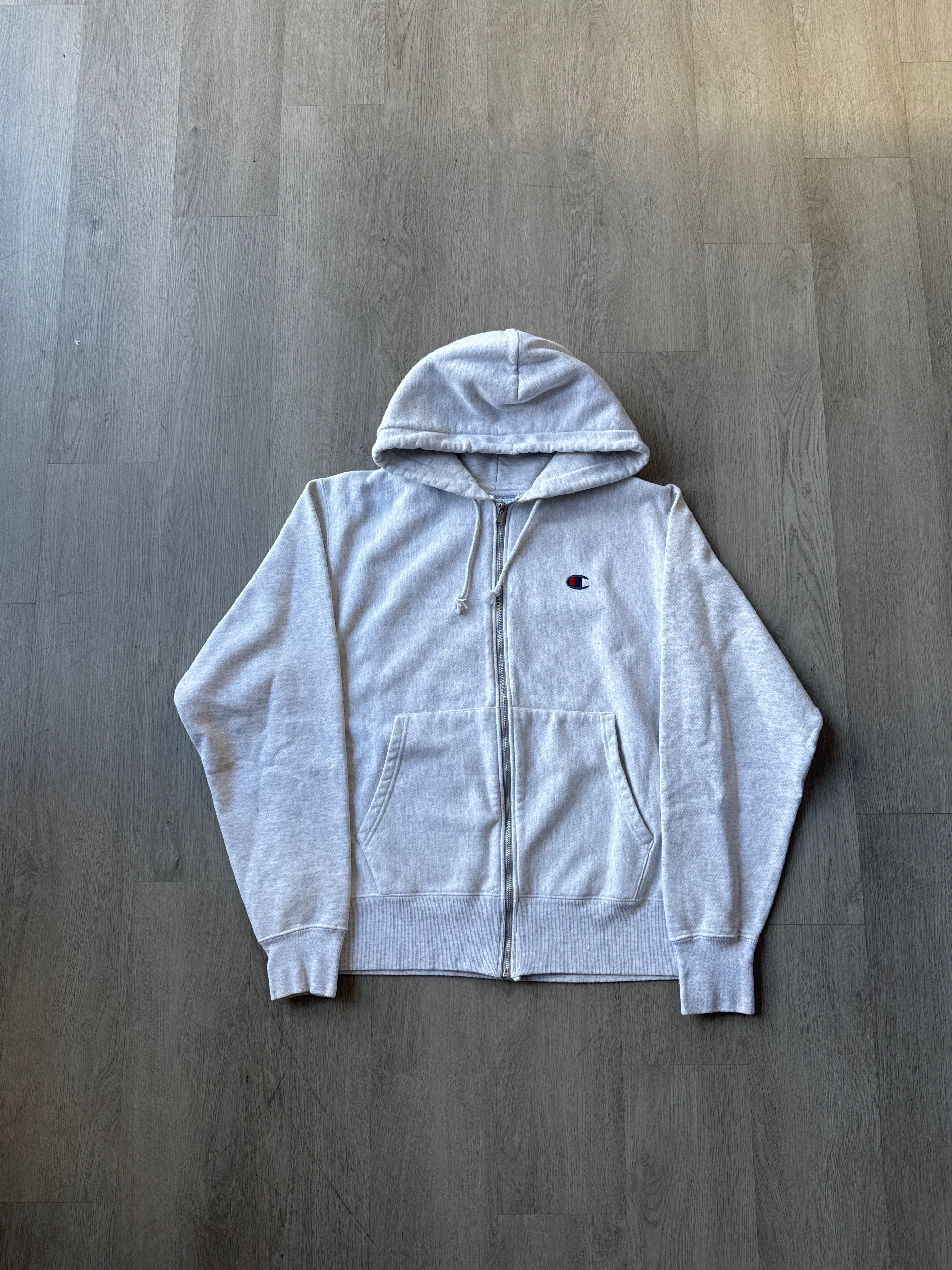 Vintage Champion Reverse Weave Heather Grey Hooded Zip Up