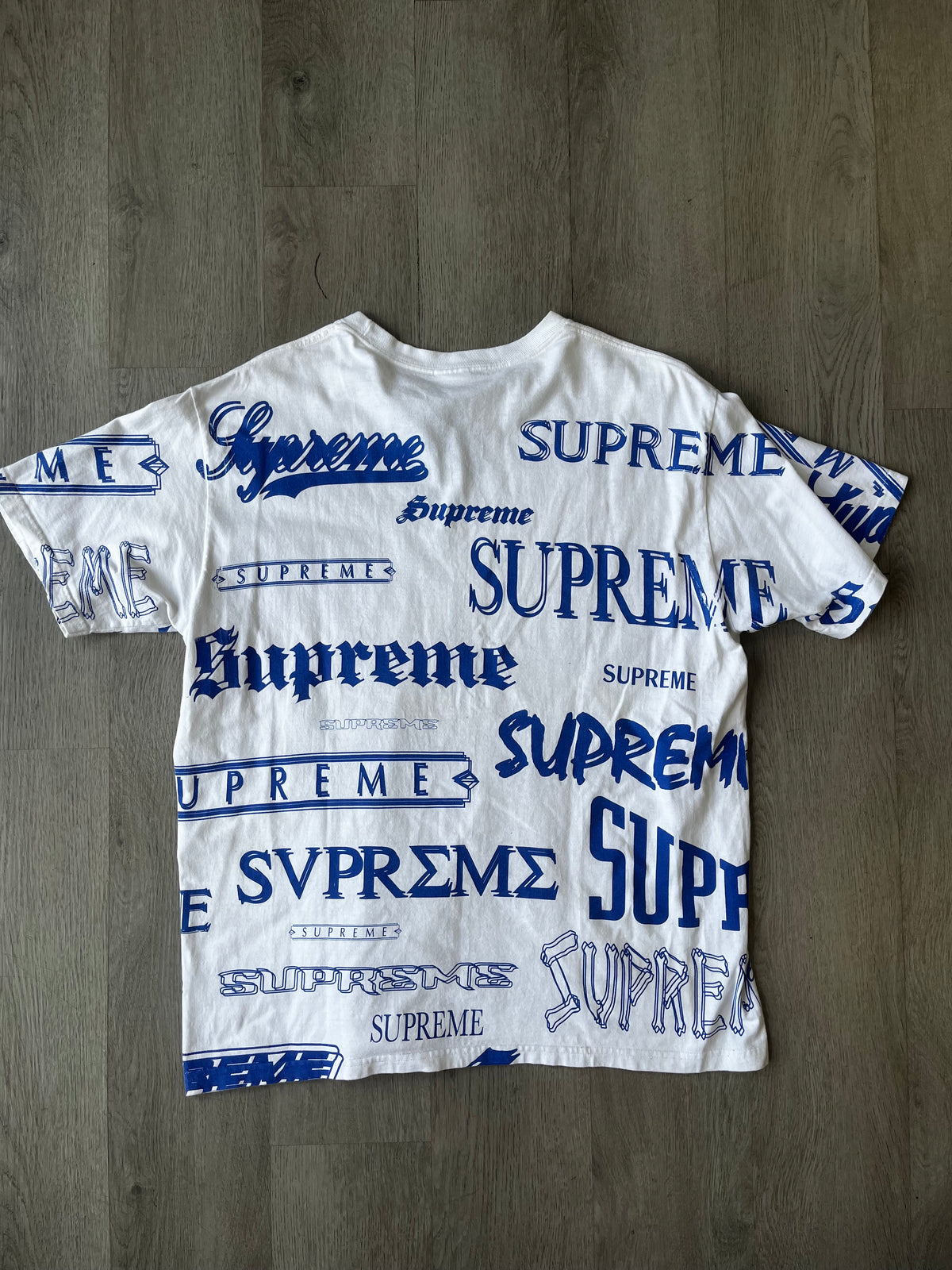 Supreme Multi Logo Tee in White/Blue