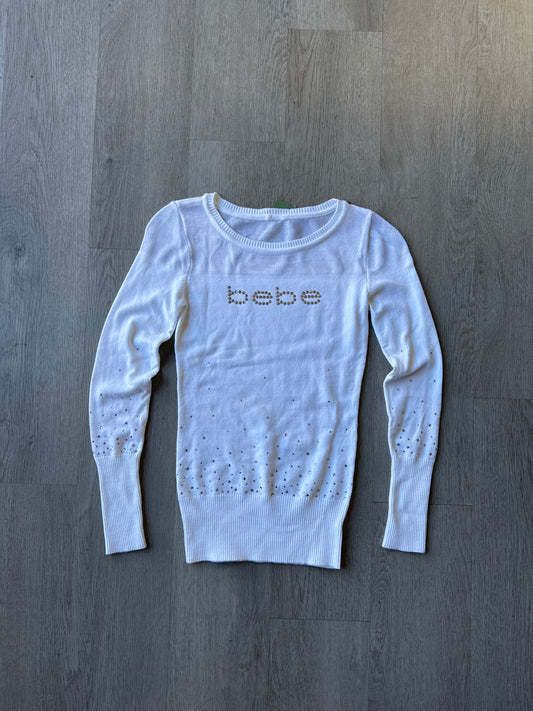 Y2K Women’s Bebe Bedazzled Logo Sweater