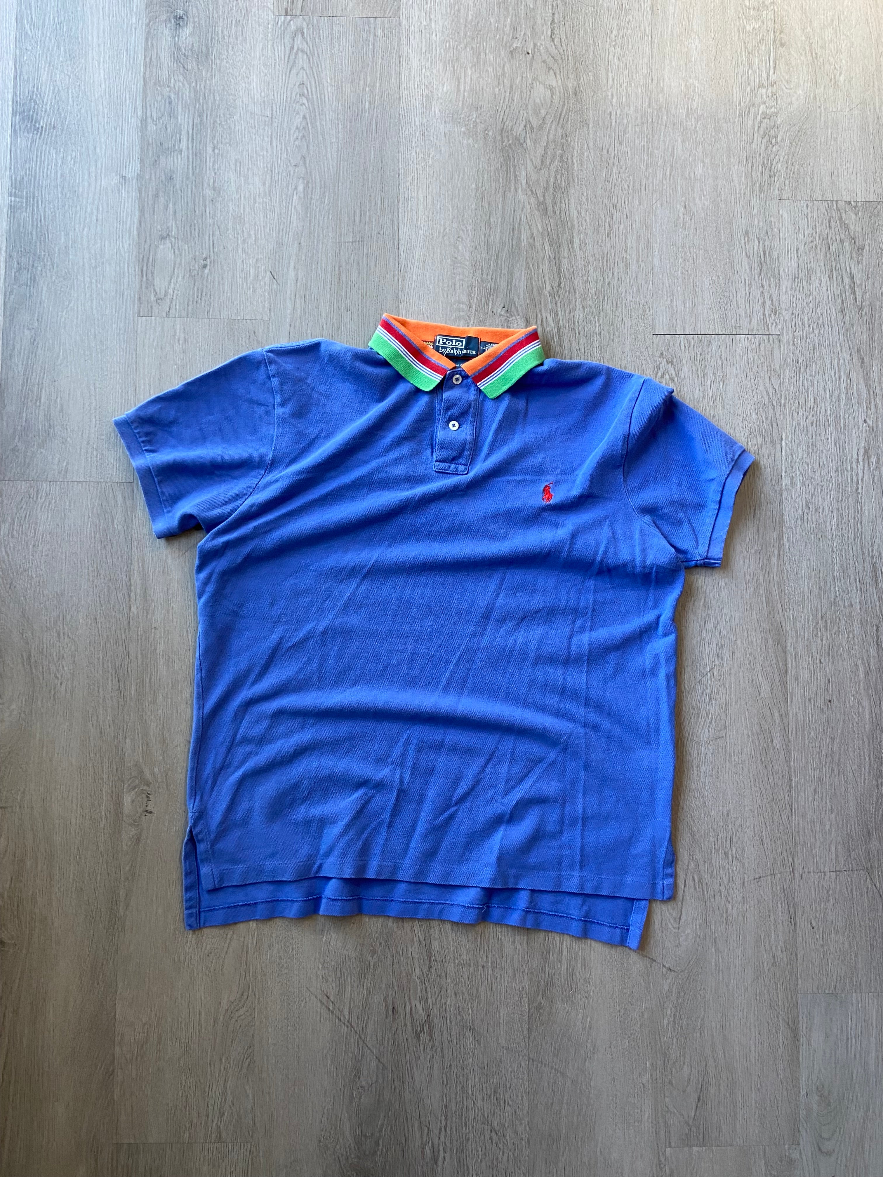 Blue Polo Ralph Lauren Color-Block Collar Shirt