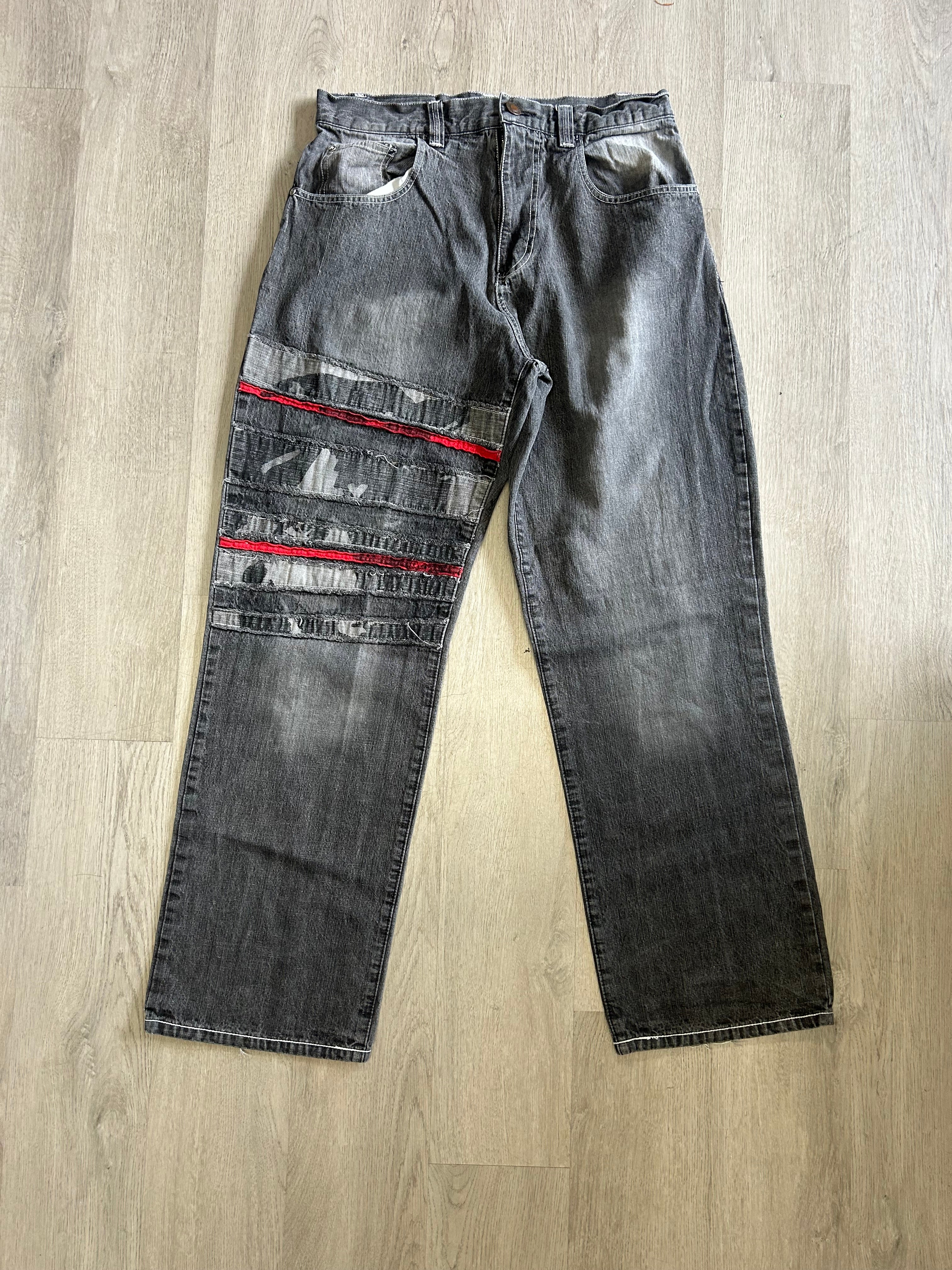 Bluez Right Knee Patch Black Faded Wash Jeans