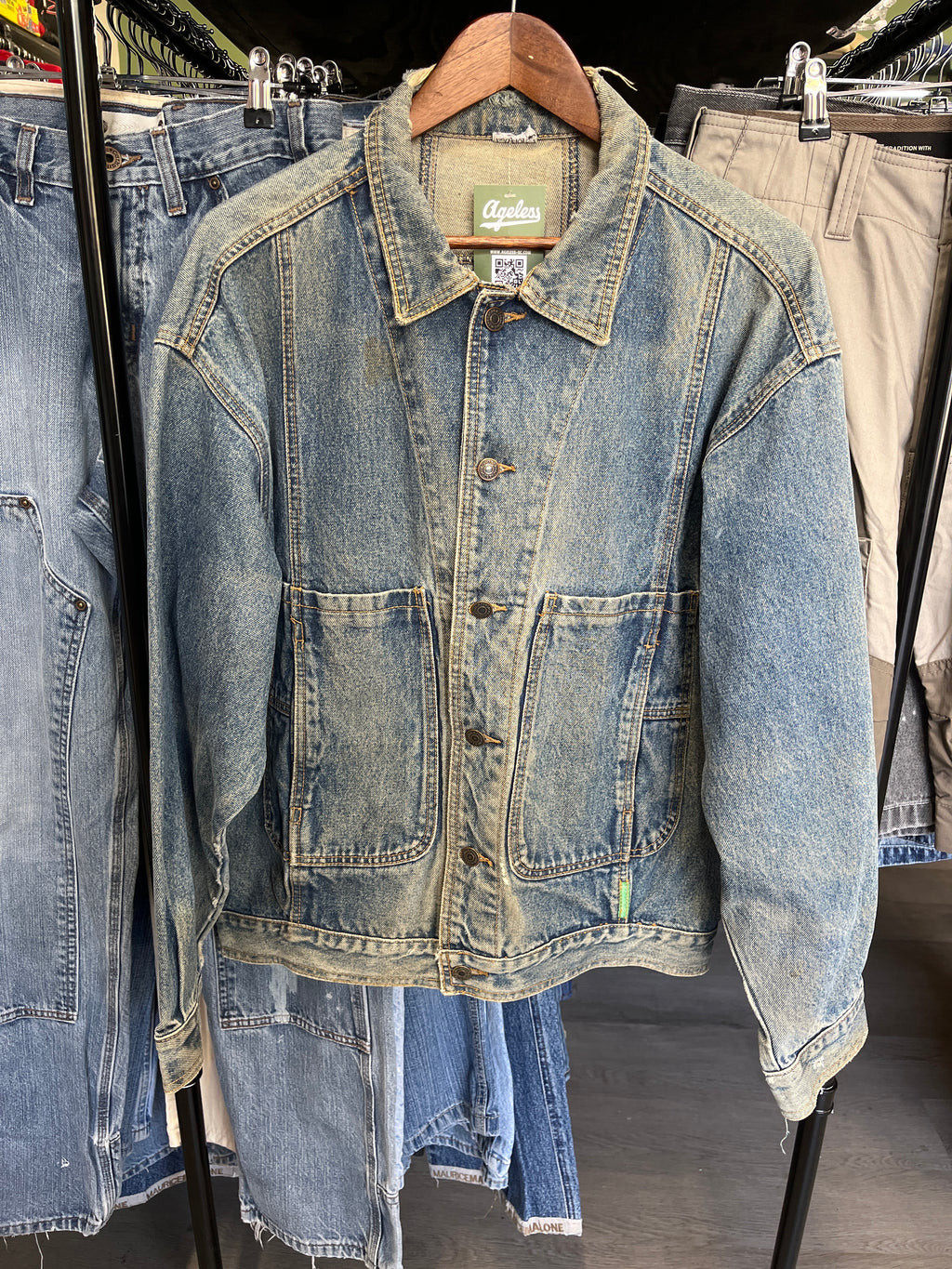 Vintage Washed Distressed Denim Jacket