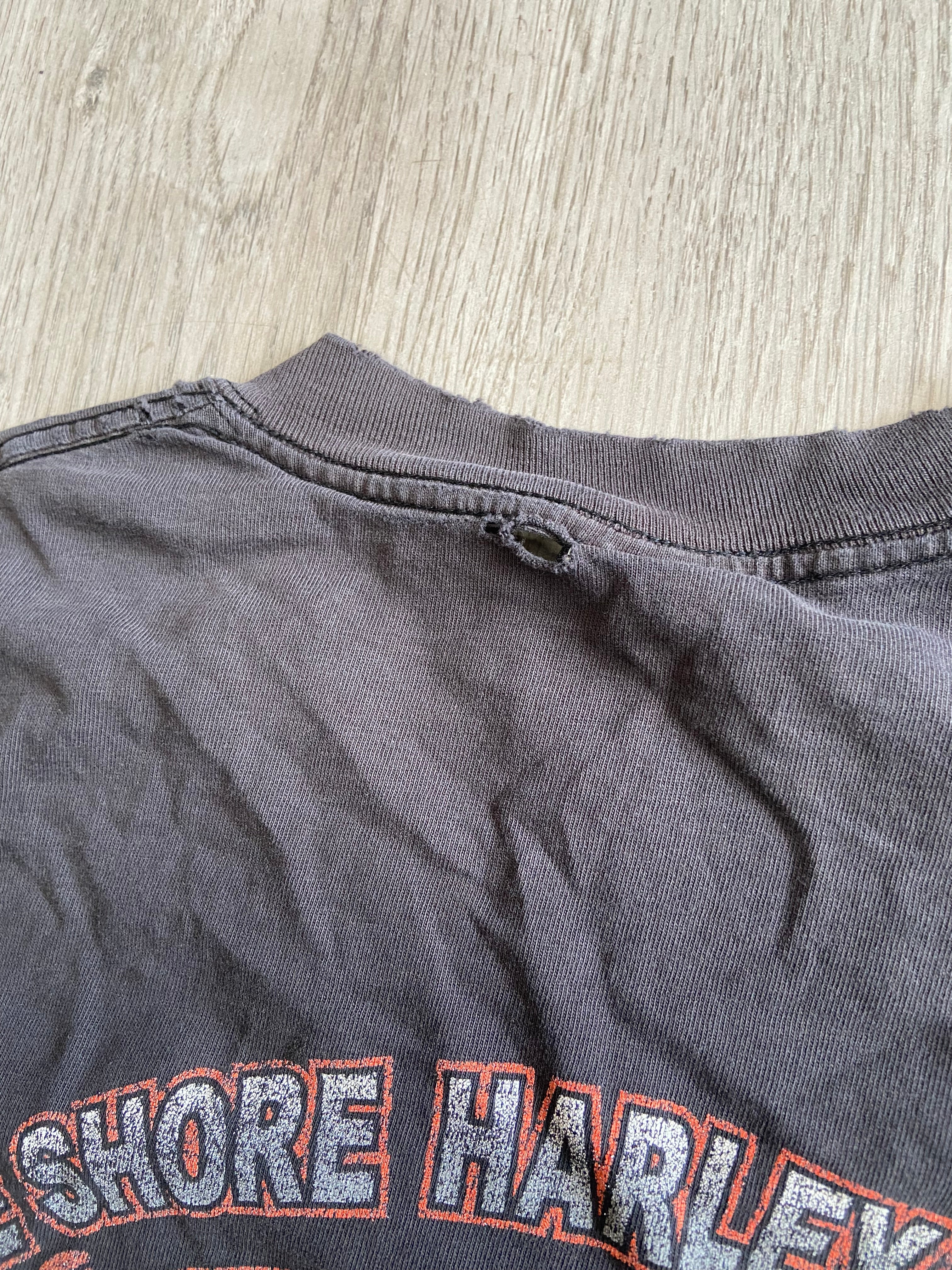 Vintage Black Faded & Distressed Harley Davidson Lake Shore Tee
