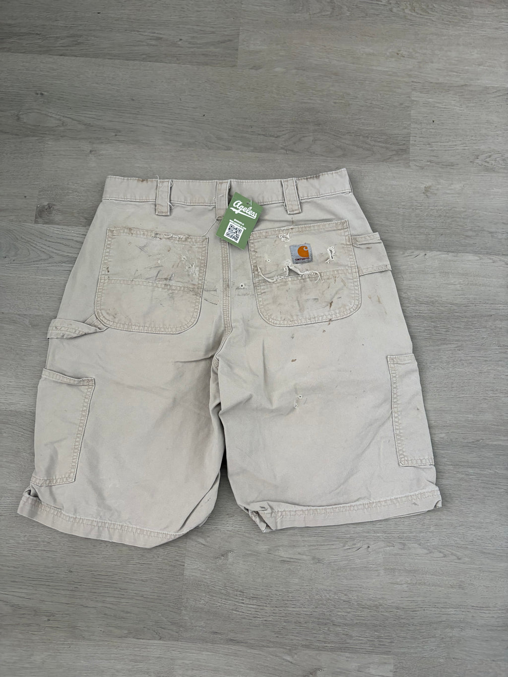 Tan Carhartt Distressed Cargo Shorts