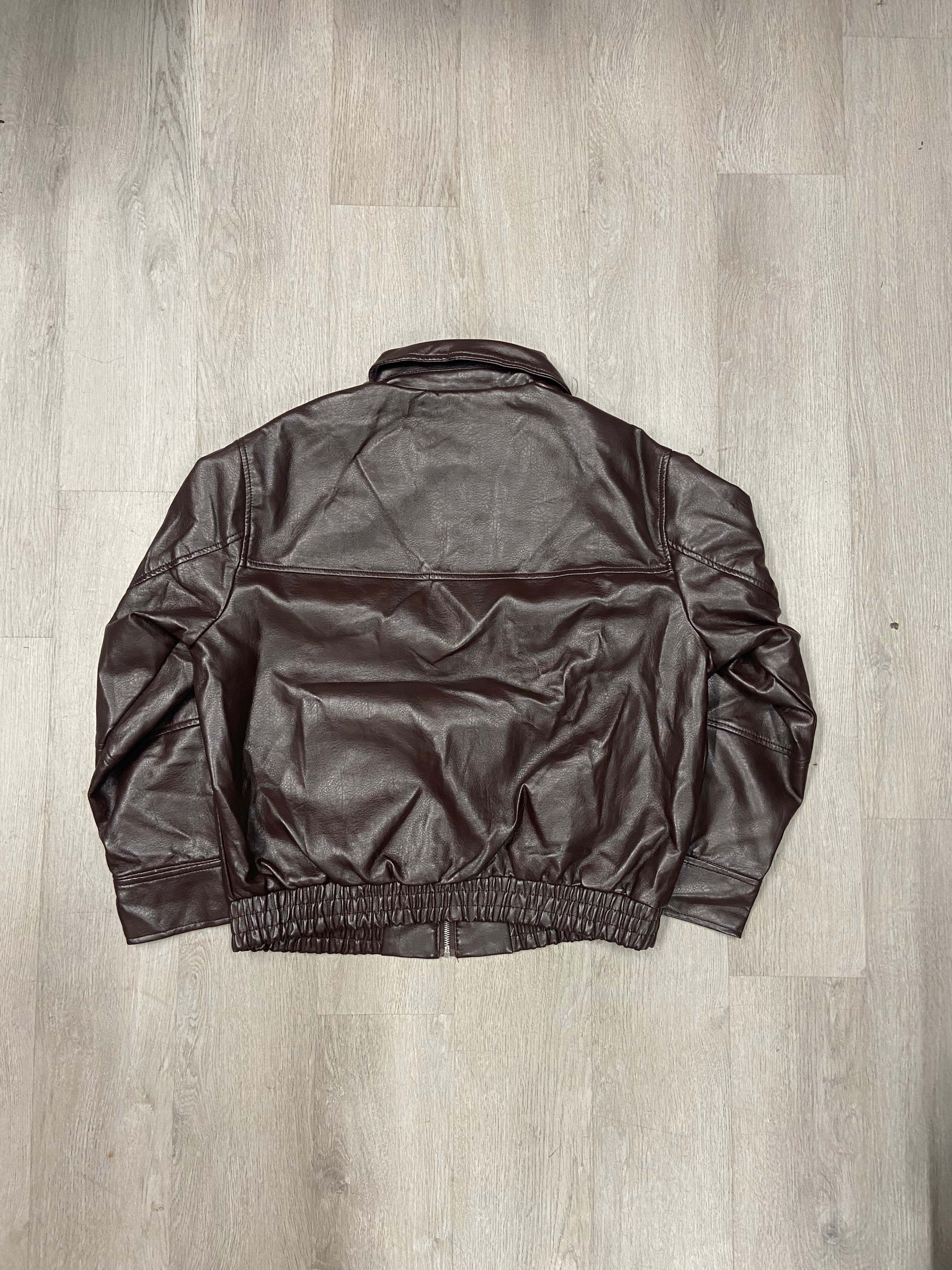 Brown Cisono Faux Leather Motorcycle Jacket