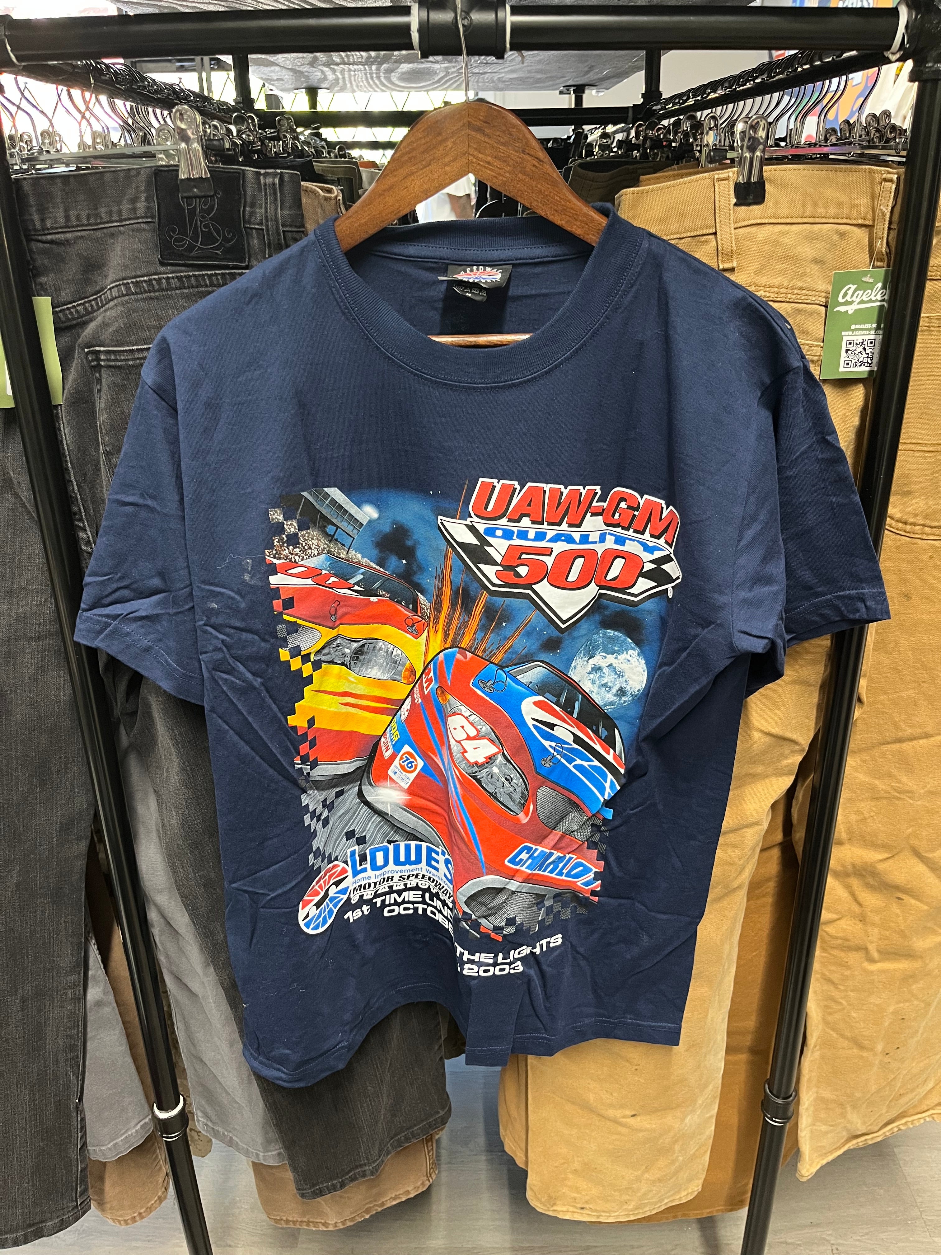 Vintage Navy 2003 UAW-GM Quality 500 Working the Night Shift NASCAR Tee