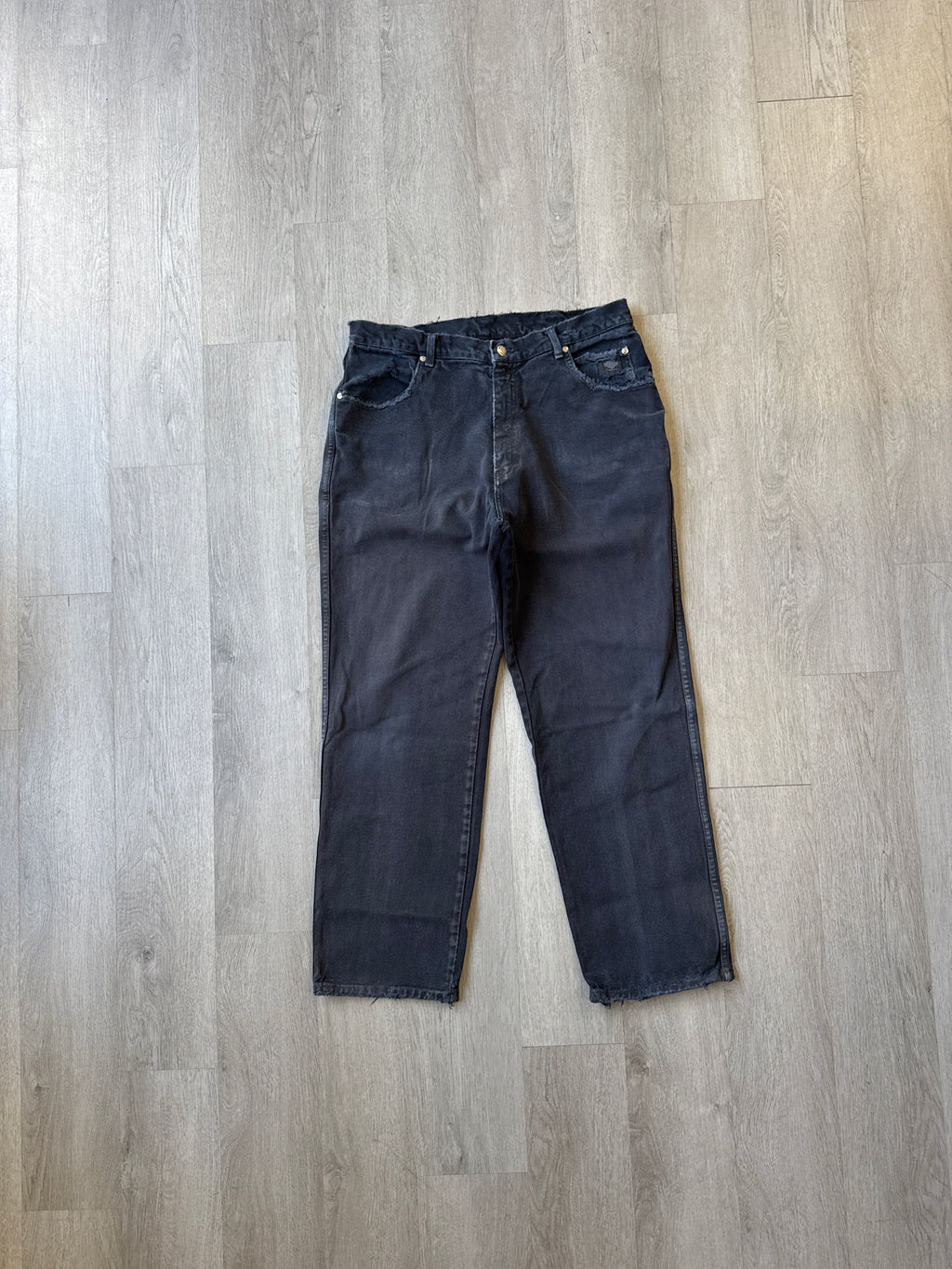 Vintage 90s Harley Davidson Distressed Faded Black Relaxed Fit Denim Jeans