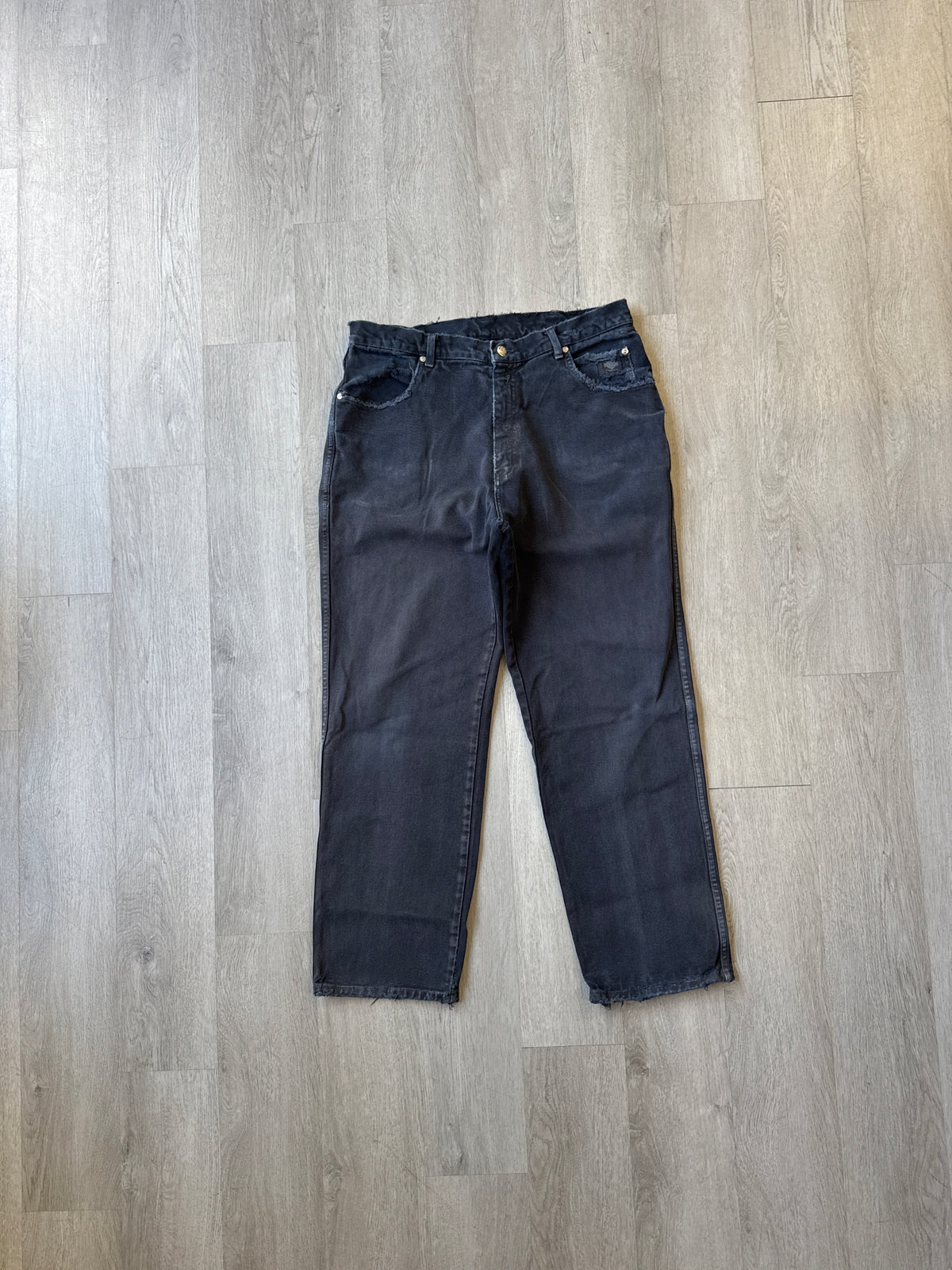 Vintage 90s Harley Davidson Distressed Faded Black Relaxed Fit Denim Jeans