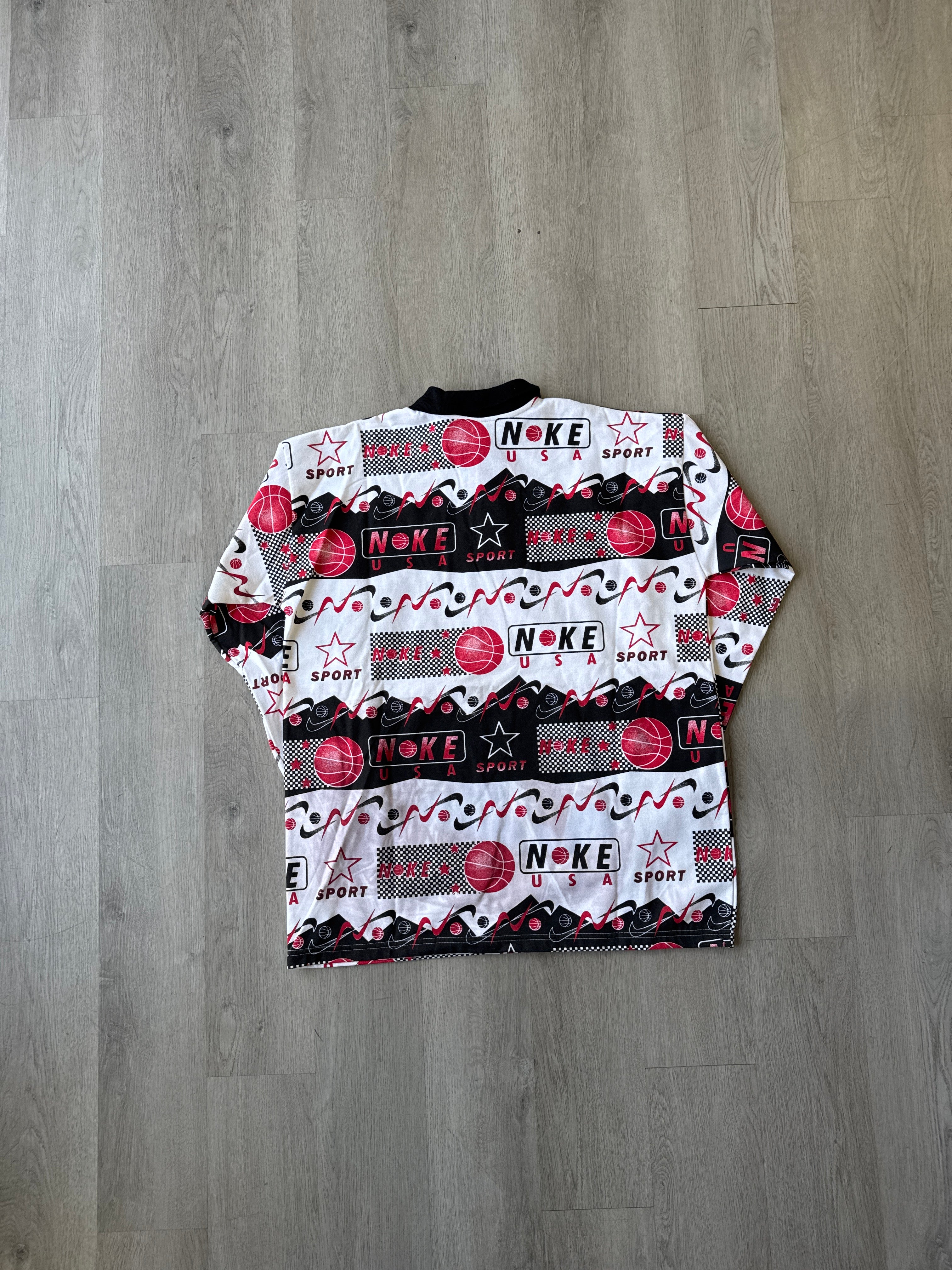 Vintage Nike USA Sport Polo All Over Print Rugby