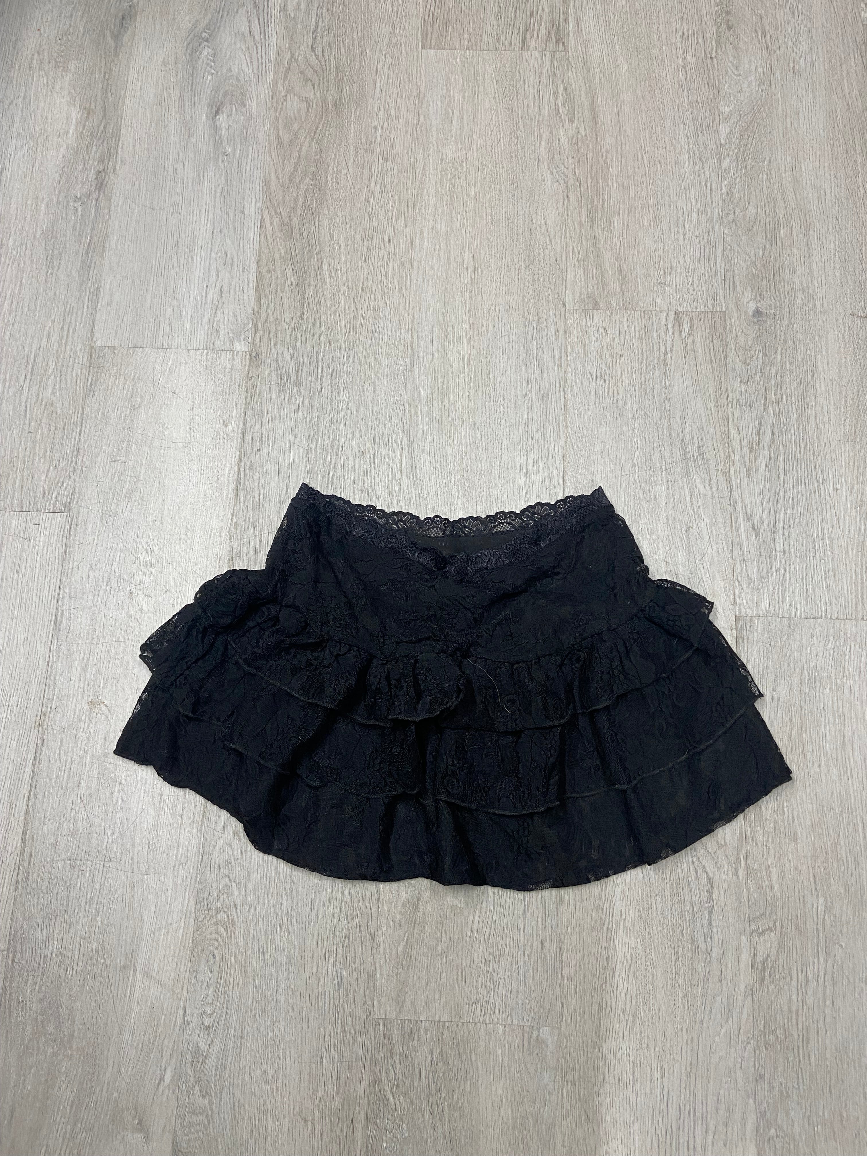 Women’s Black Outcast Lace Ruffle Skirt