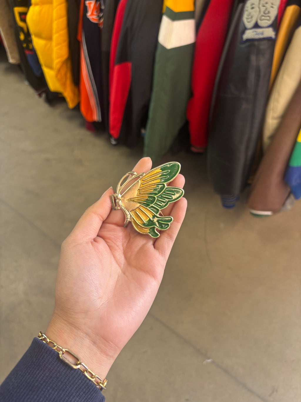 Vintage 1980s Gold Metal Butterfly Belt Buckle