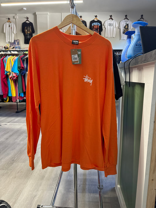 Stussy Classic Logo Orange Long Sleeve Shirt