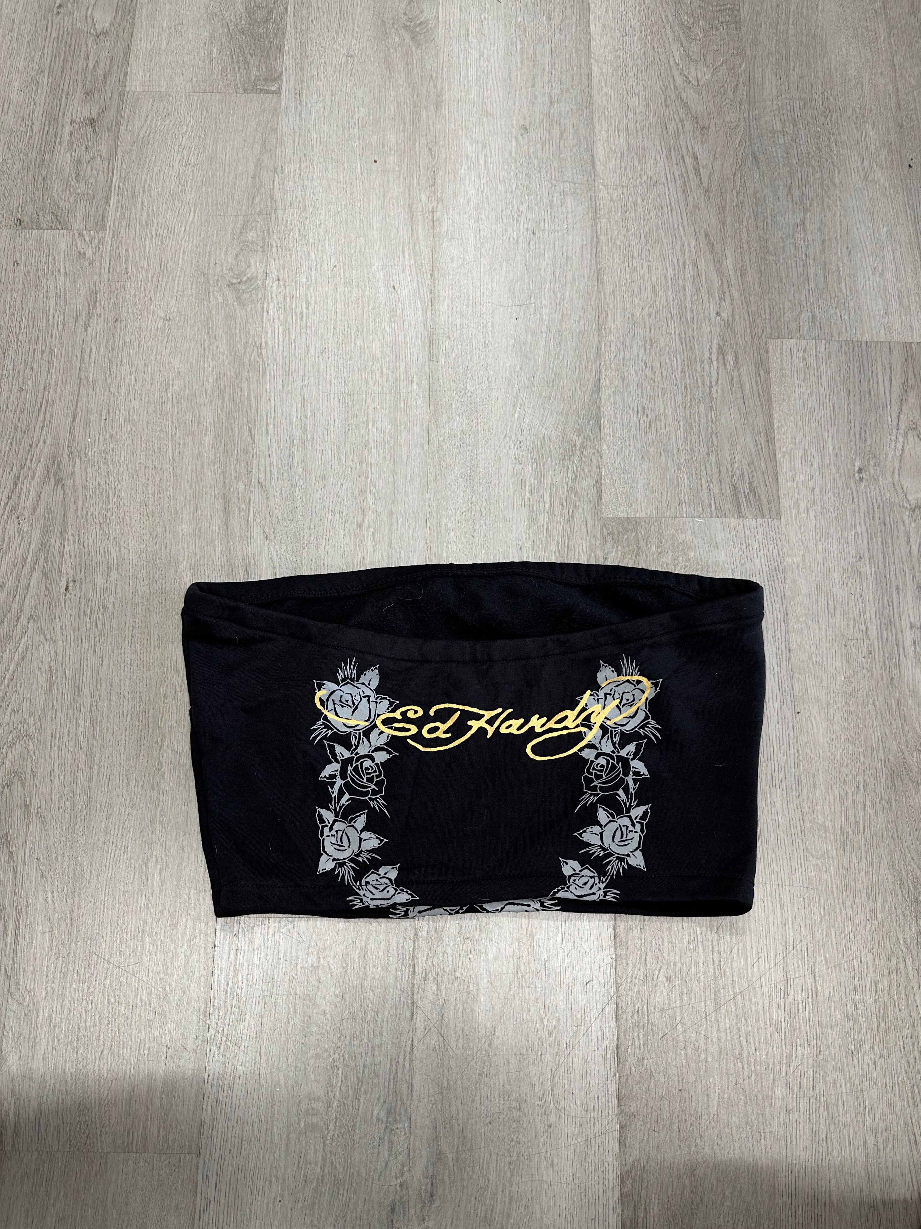 Women’s Ed Hardy Black Virgin Mary Crop Top