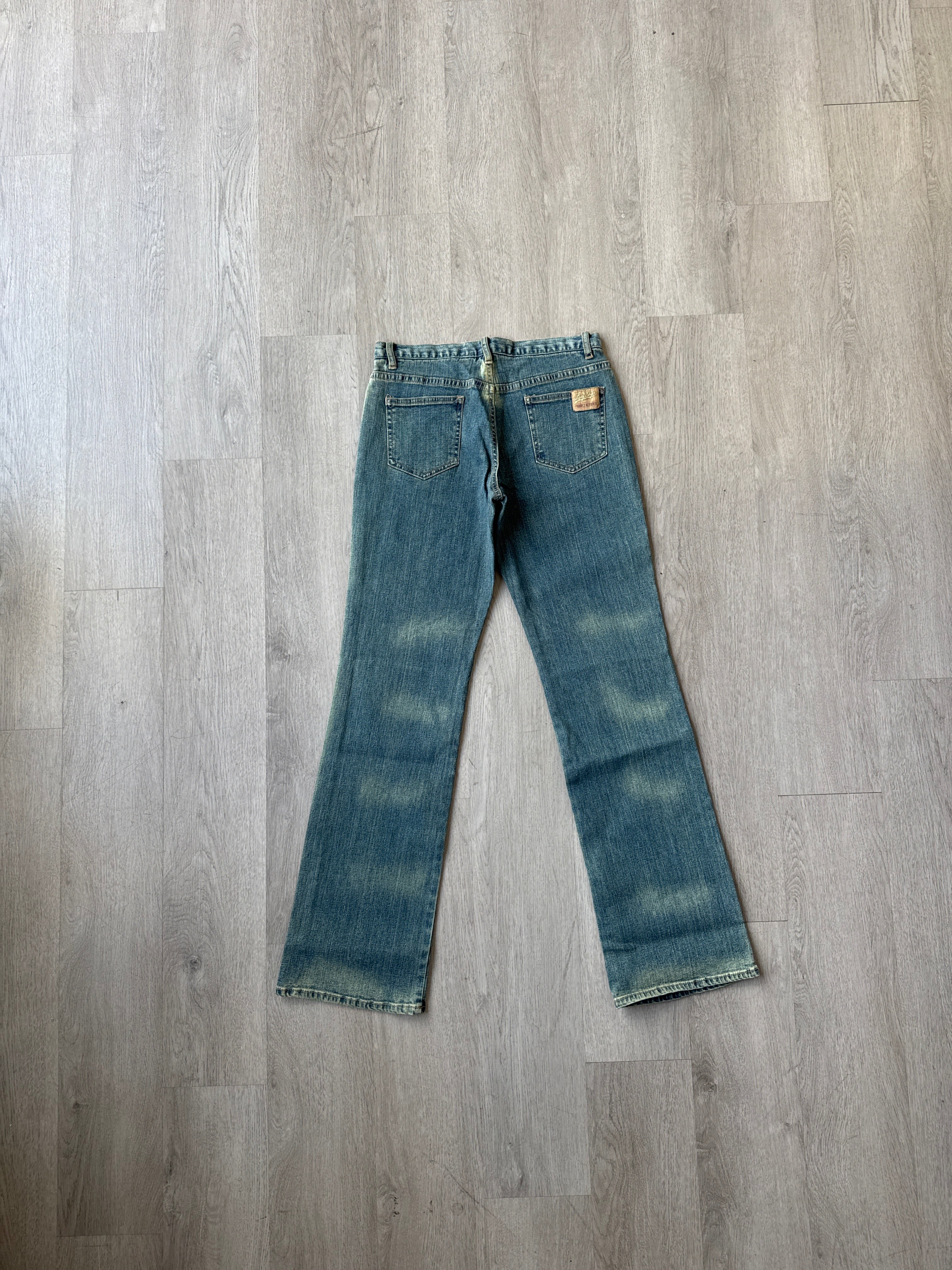 Vintage Y2K Women’s Enyce Low Rise Bleach Stripe Denim Jeans