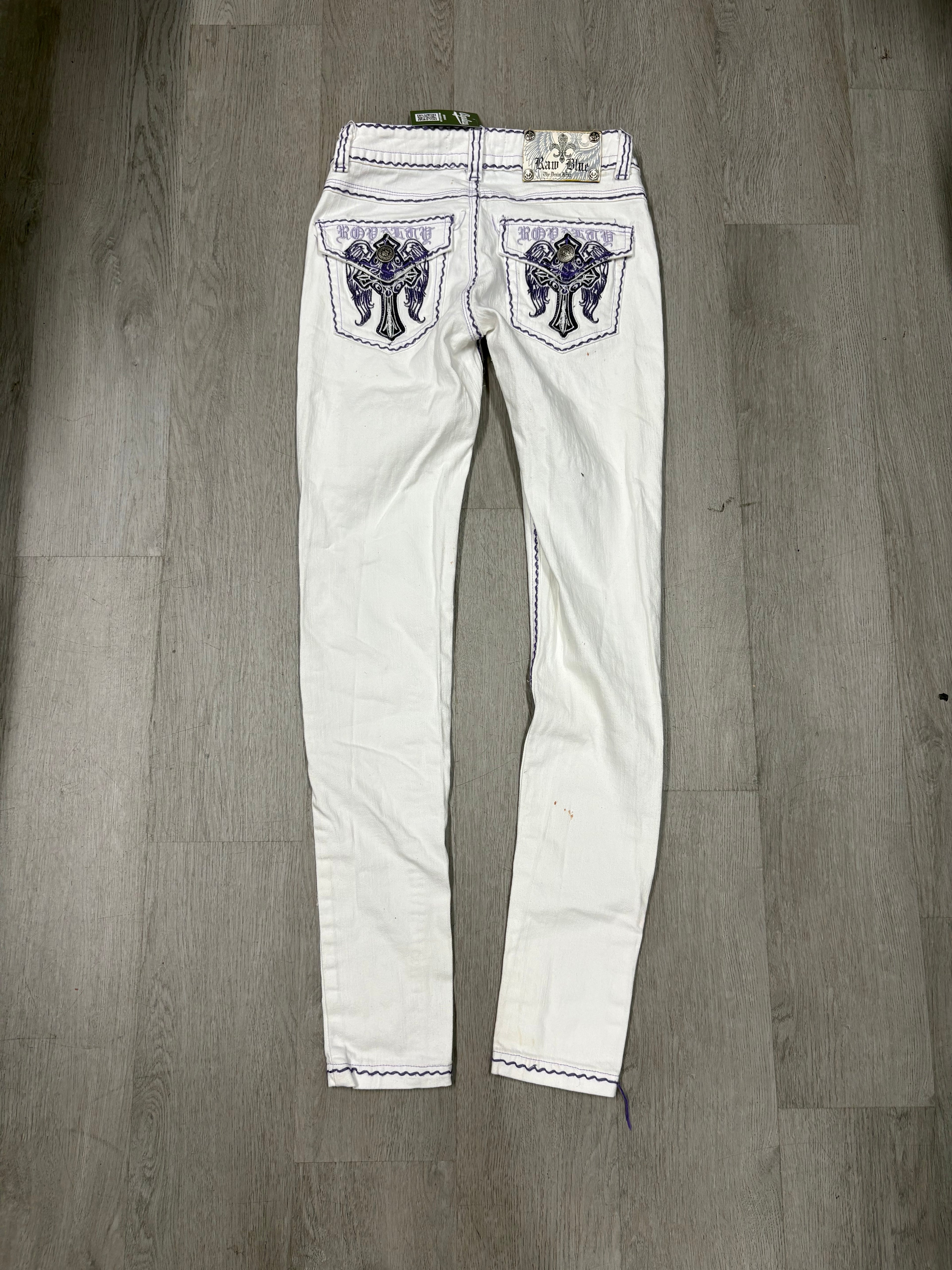Y2K Womens Raw Blue Skinny Jeans
