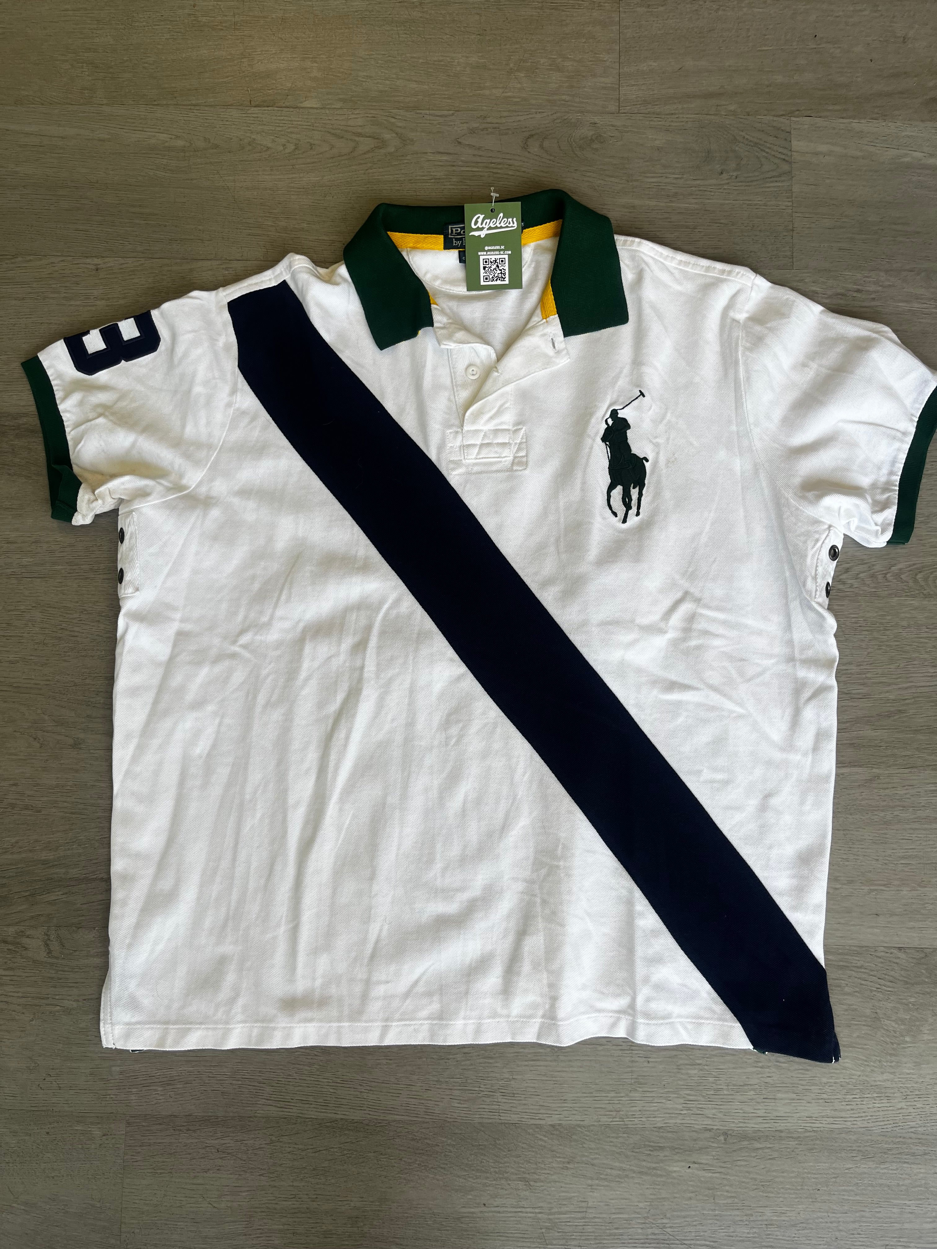 Polo Ralph Lauren White Diagonal Striped Polo