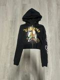 Women’s Ed Hardy Black Tiger Pink Back Cropped Zip Up Hoodie Jacket