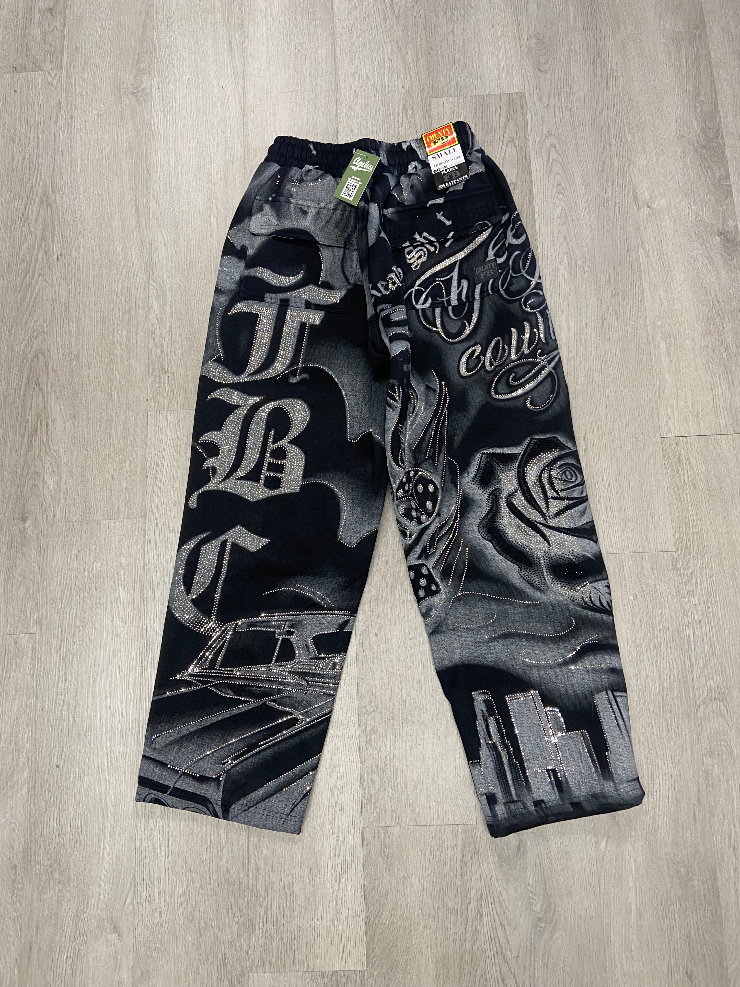 FB County Rhinestones Tattoo Sweatpants