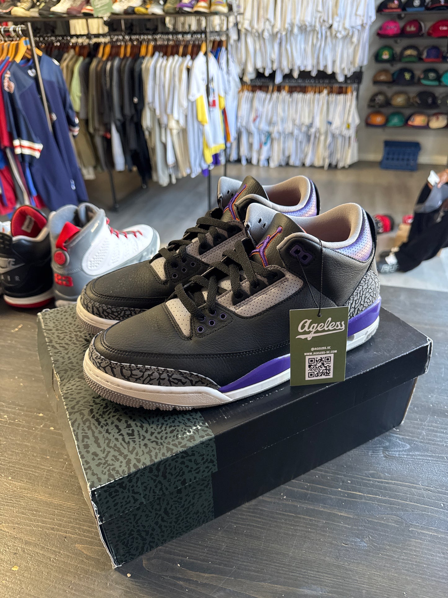 Pre-owned Jordan Retro 3 Black Court Purple