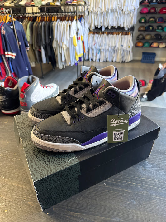 Pre-owned Jordan Retro 3 Black Court Purple