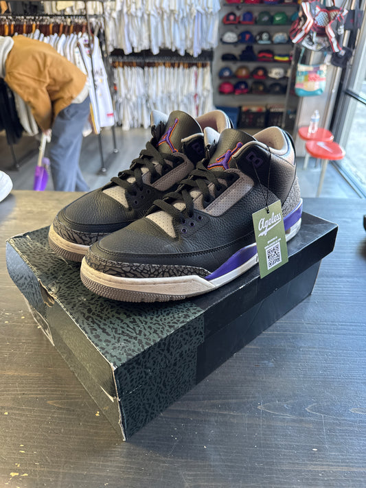 Pre-owned Jordan Retro 3 Black Court Purple