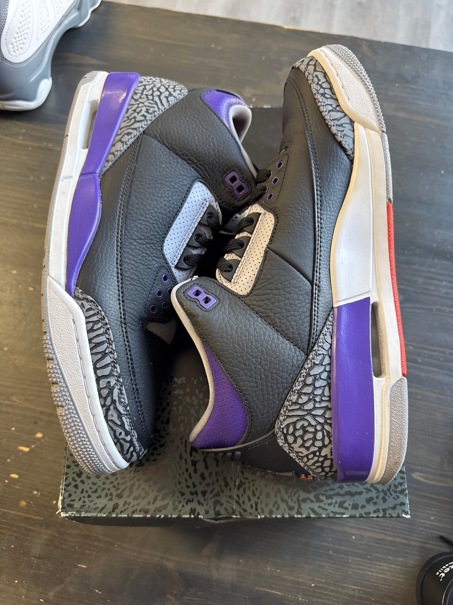 Pre-owned Jordan Retro 3 Black Court Purple