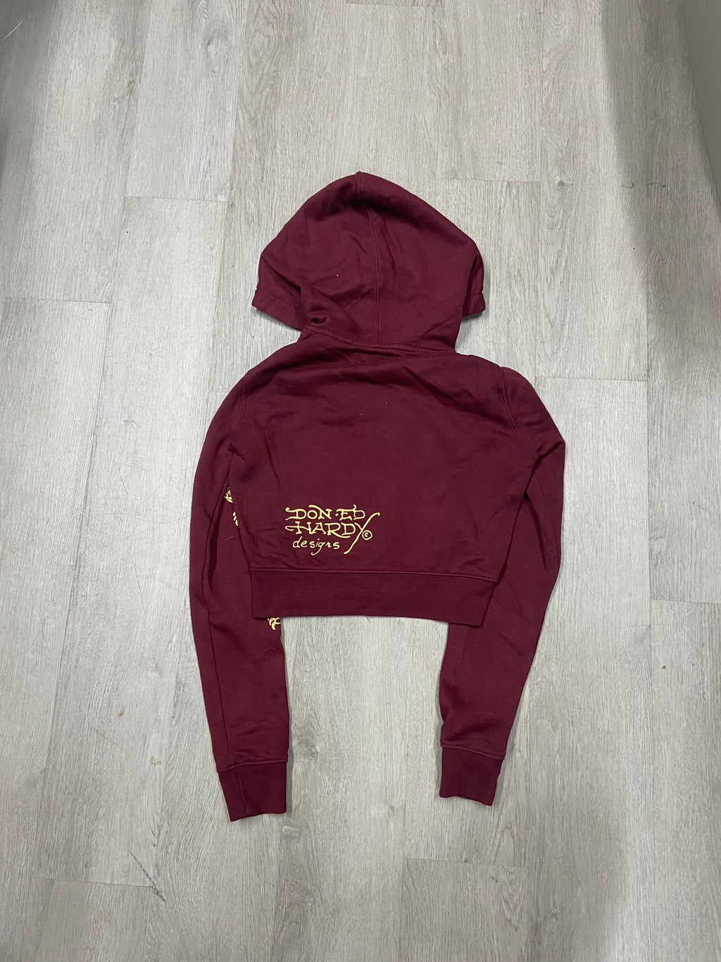 Women’s Ed Hardy Burgundy Tiger Cropped Zip Up Jacket