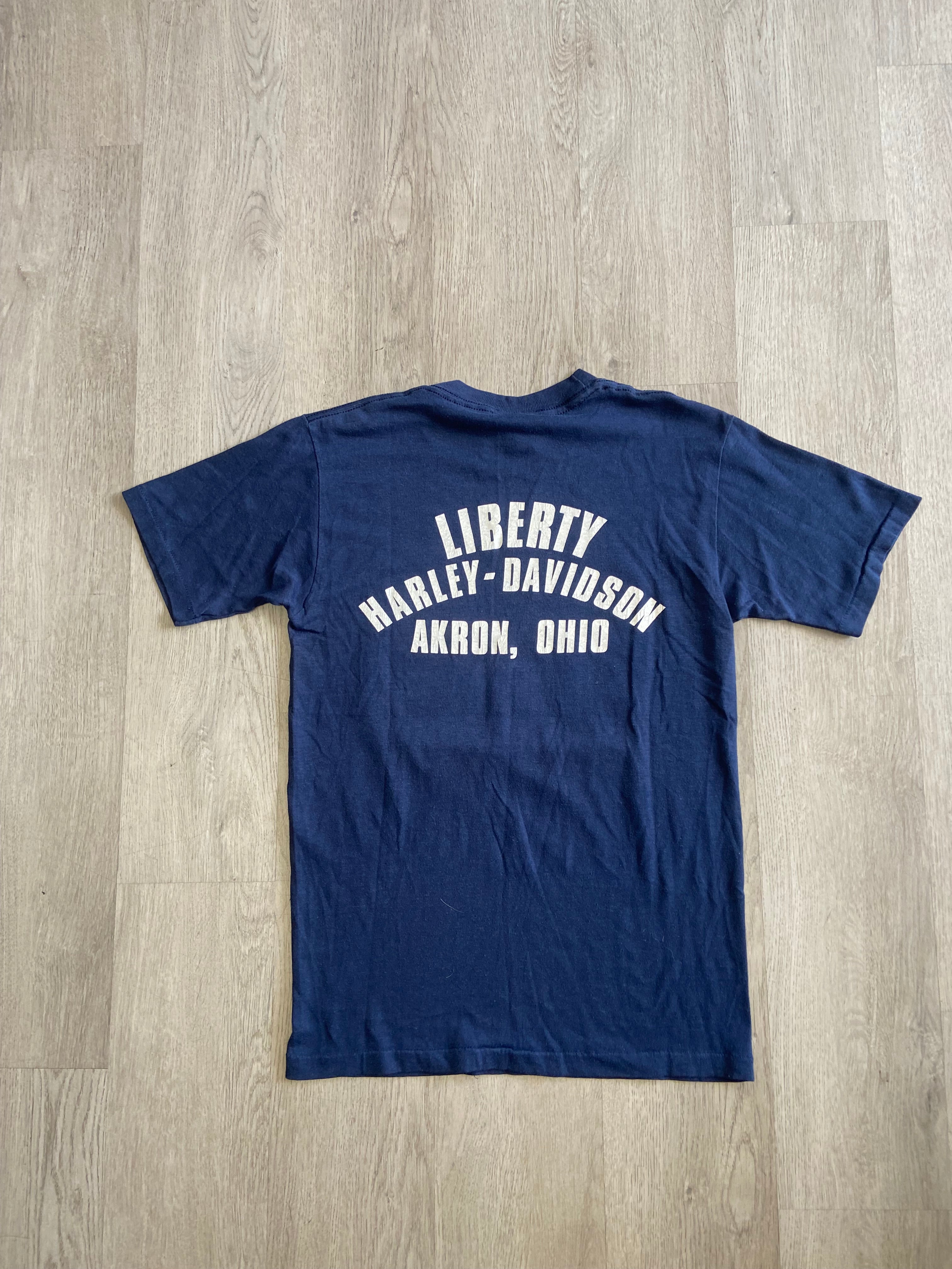 Vintage 1980s Bikers Against MD Harley Davidson Akron, Ohio Tee