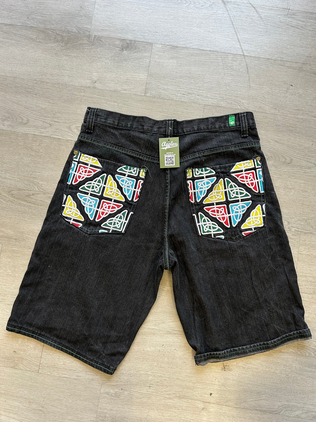 Vintage Y2K Blue Denim Embroidered Jean Shorts Jorts
