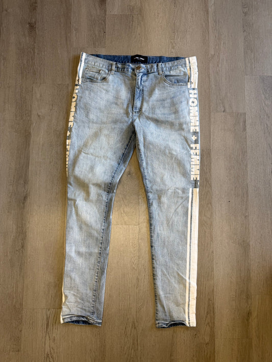 Homme Femme White Stripe Jeans