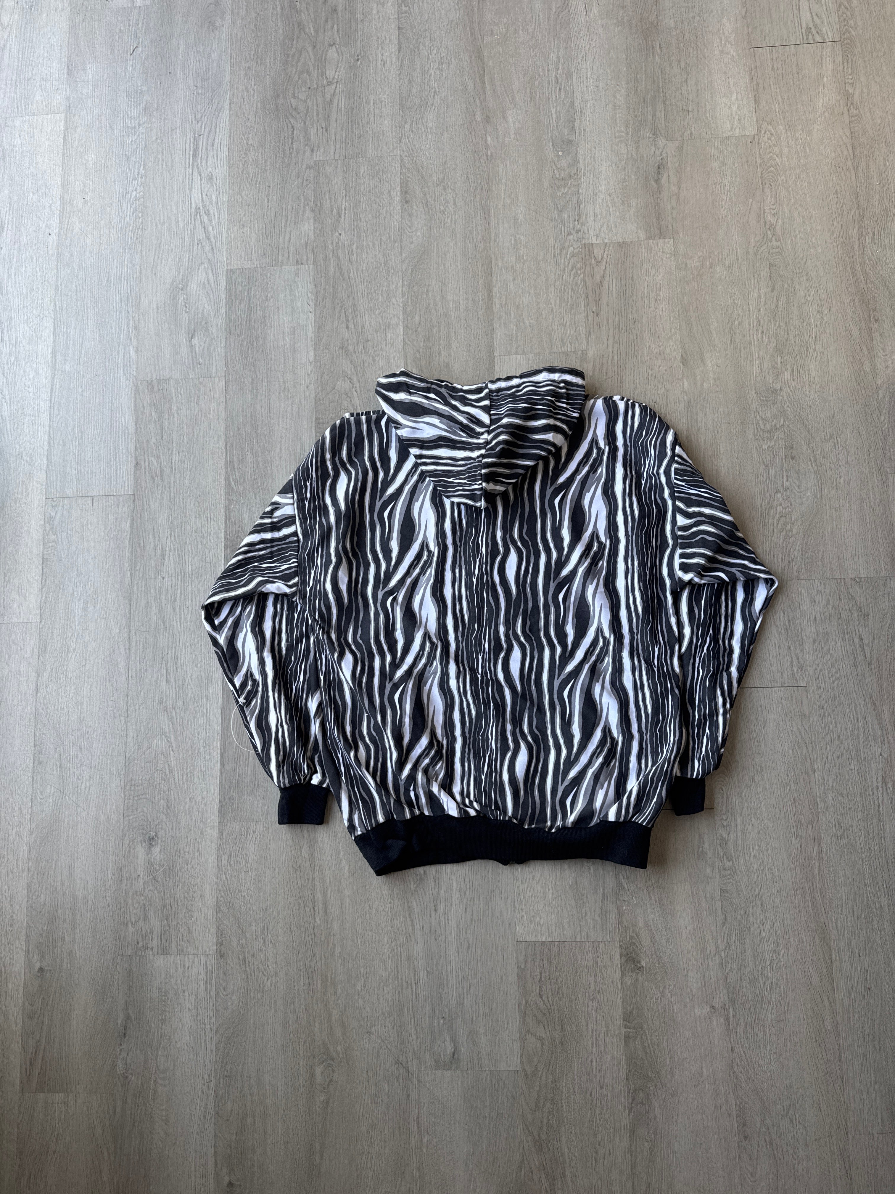 Vintage University Of Georgetown Hoyas Zebra Striped Hooded Zip Up