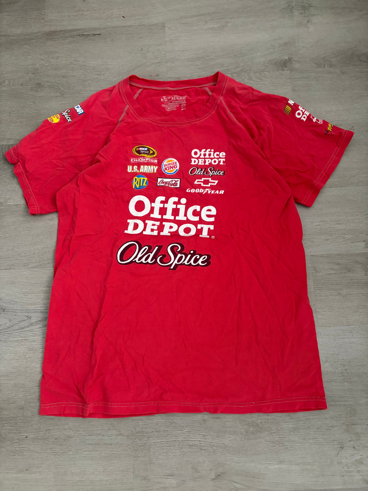 Vintage Chase Authentic Office Depot Old Spice Tony Stewart NASCAR Tee