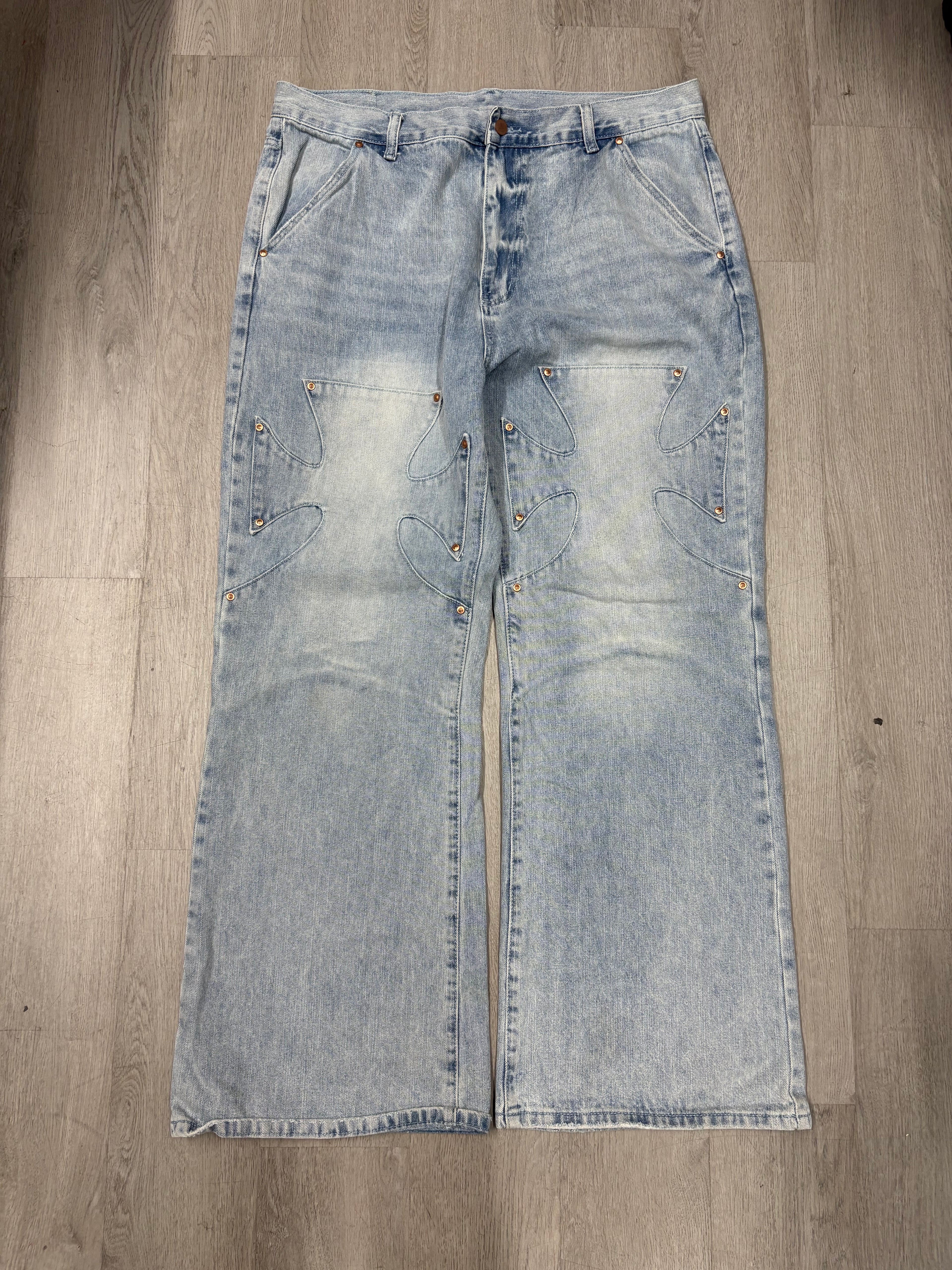 Y2k Mnml Wide Leg Faded Denim Jeans