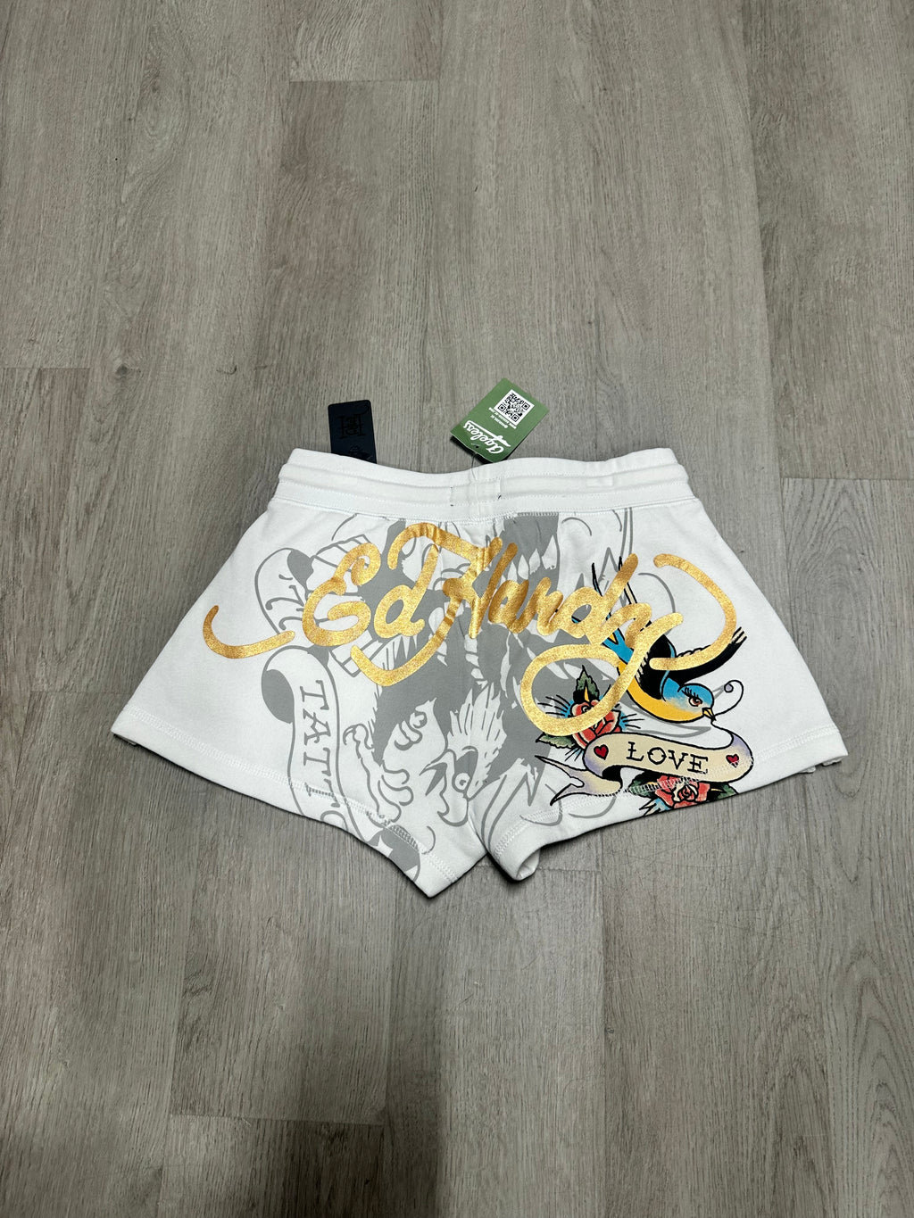 Women’s Ed Hardy White Brave Eagle Sweat Shorts
