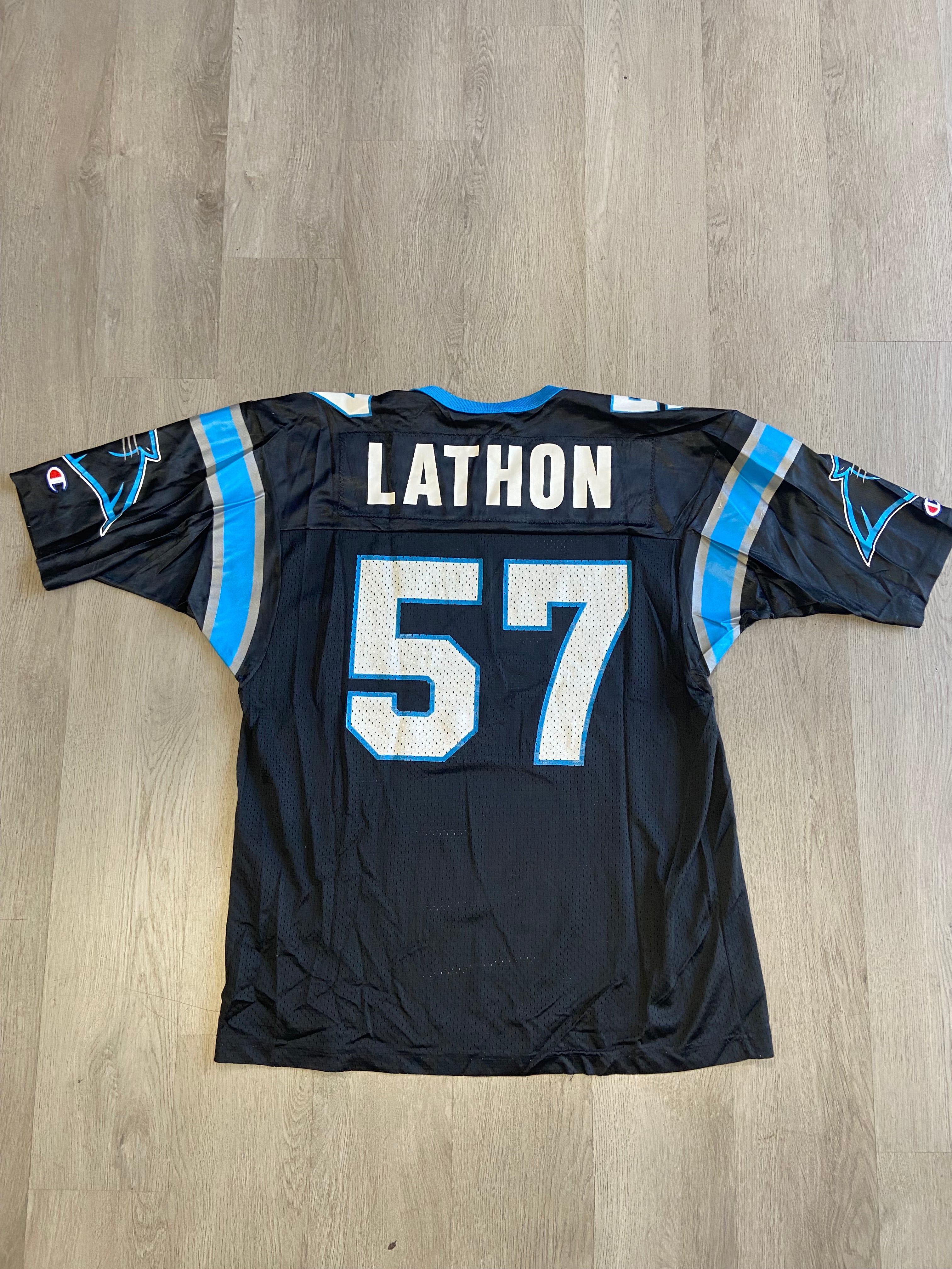 Vintage Champion Carolina Panthers Lamar Latham 57 Jersey
