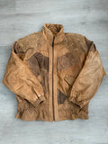Vintage Patchwork Brown Leather Bomber Jacket Paisley