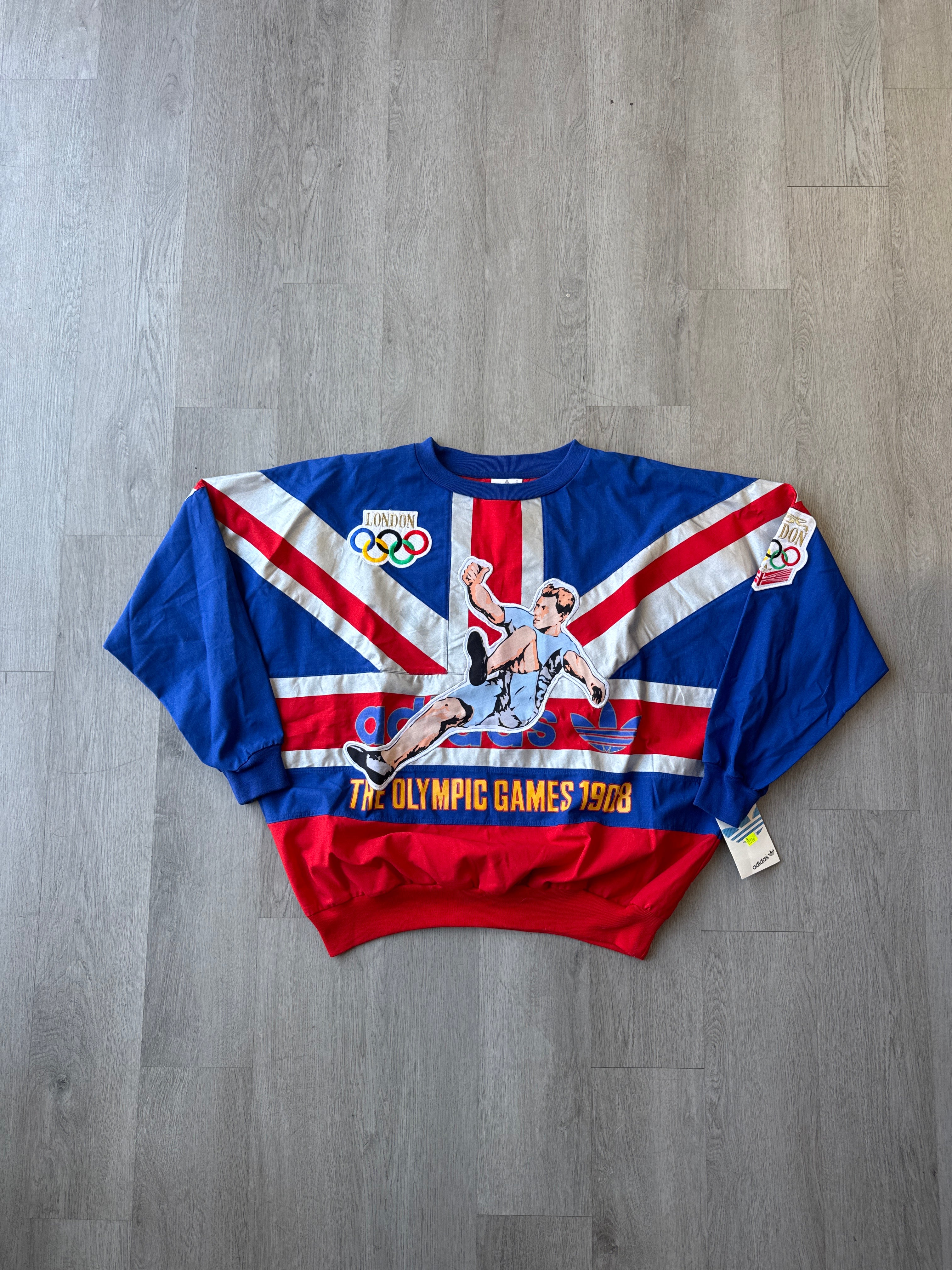 Vintage 80s Adidas Olympic Games London 1908 1948 Sweatshirt