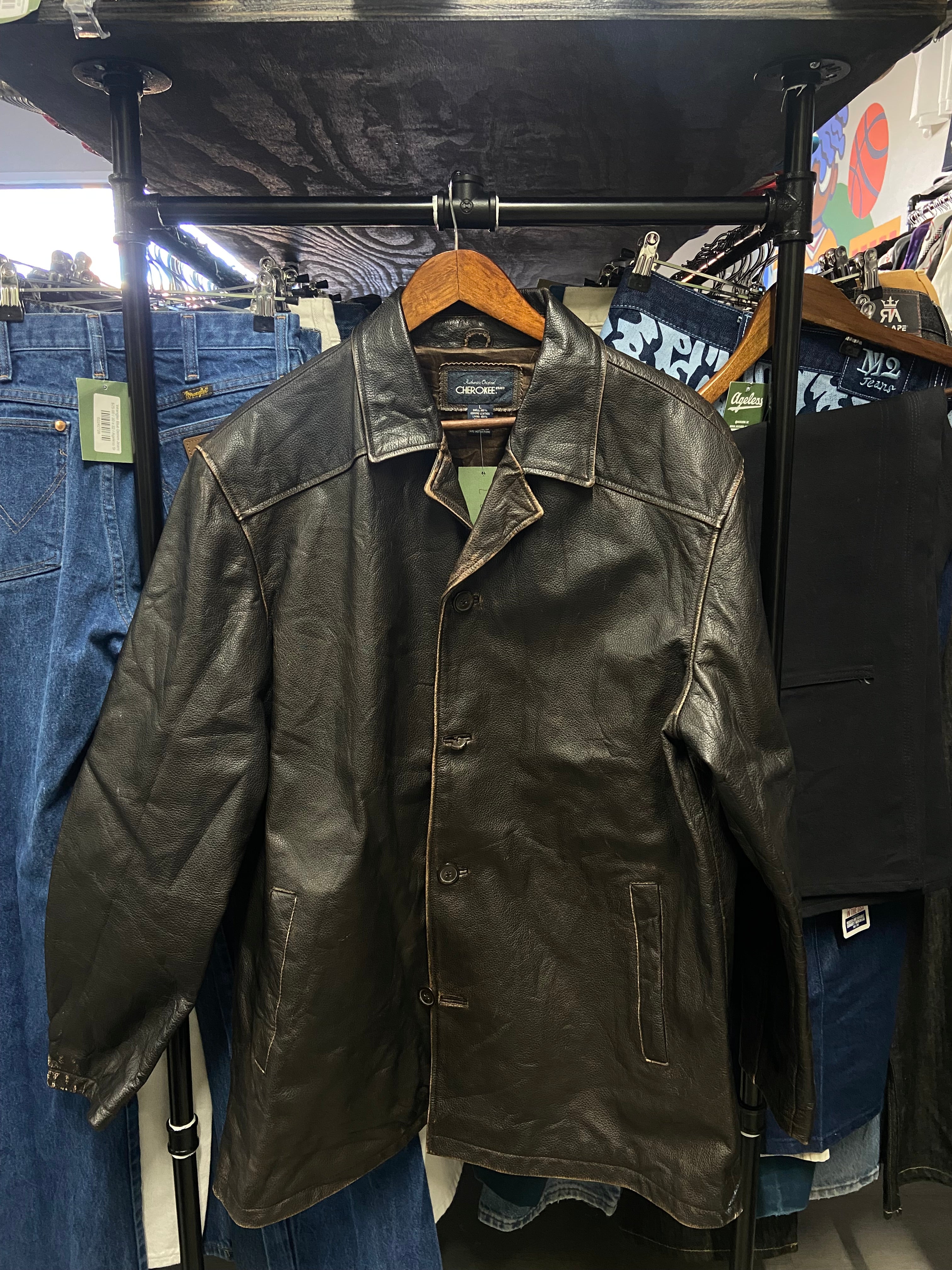 Vintage Cherokee Leather Button Up Jacket
