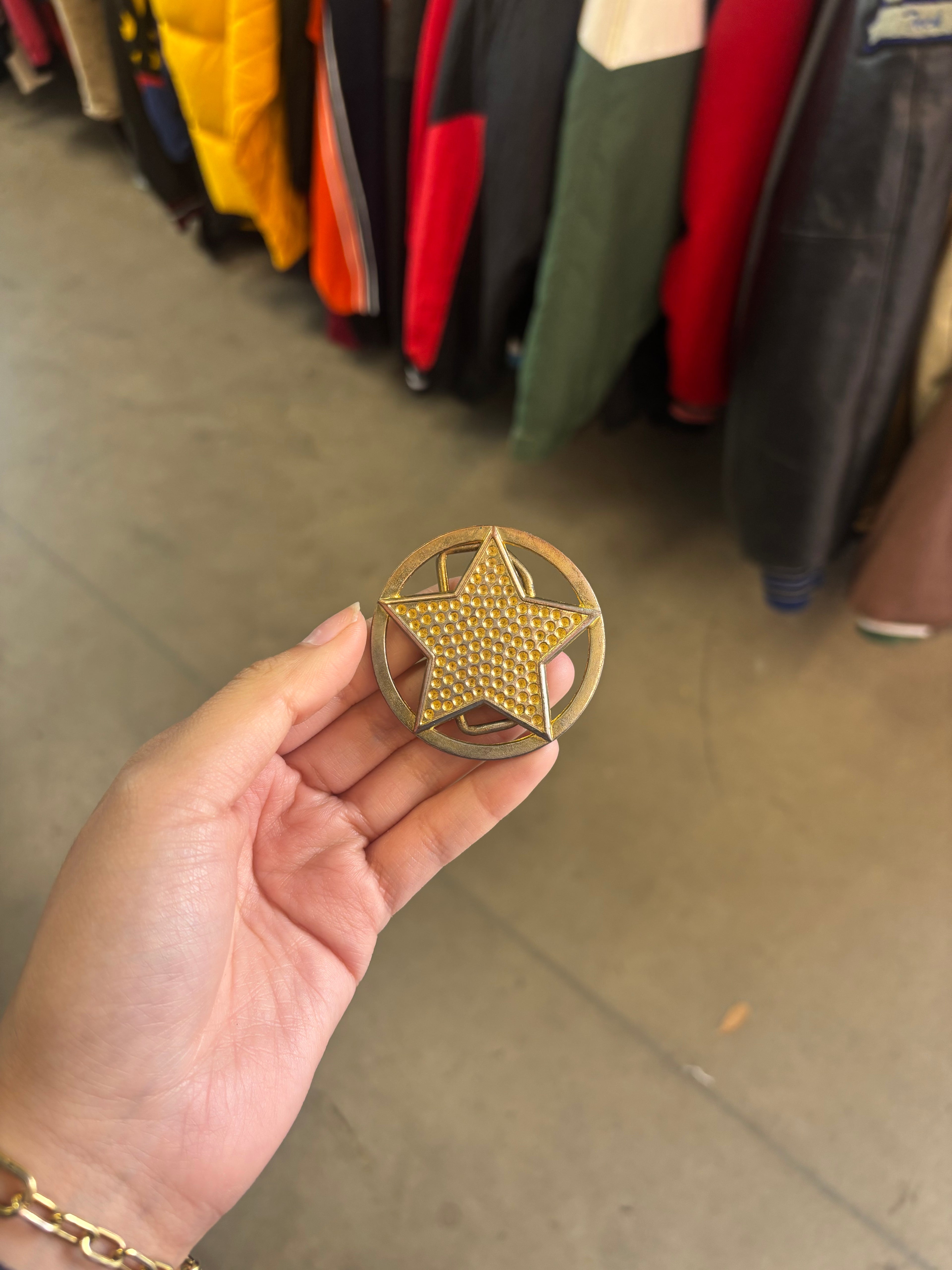 Vintage Gold Bedazzled Star Belt Buckle