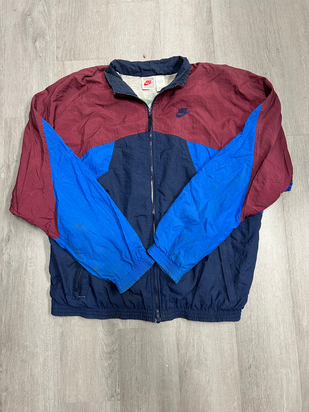 Vintage Nike Blue and Maroon Block Panels Windbreaker Jacket