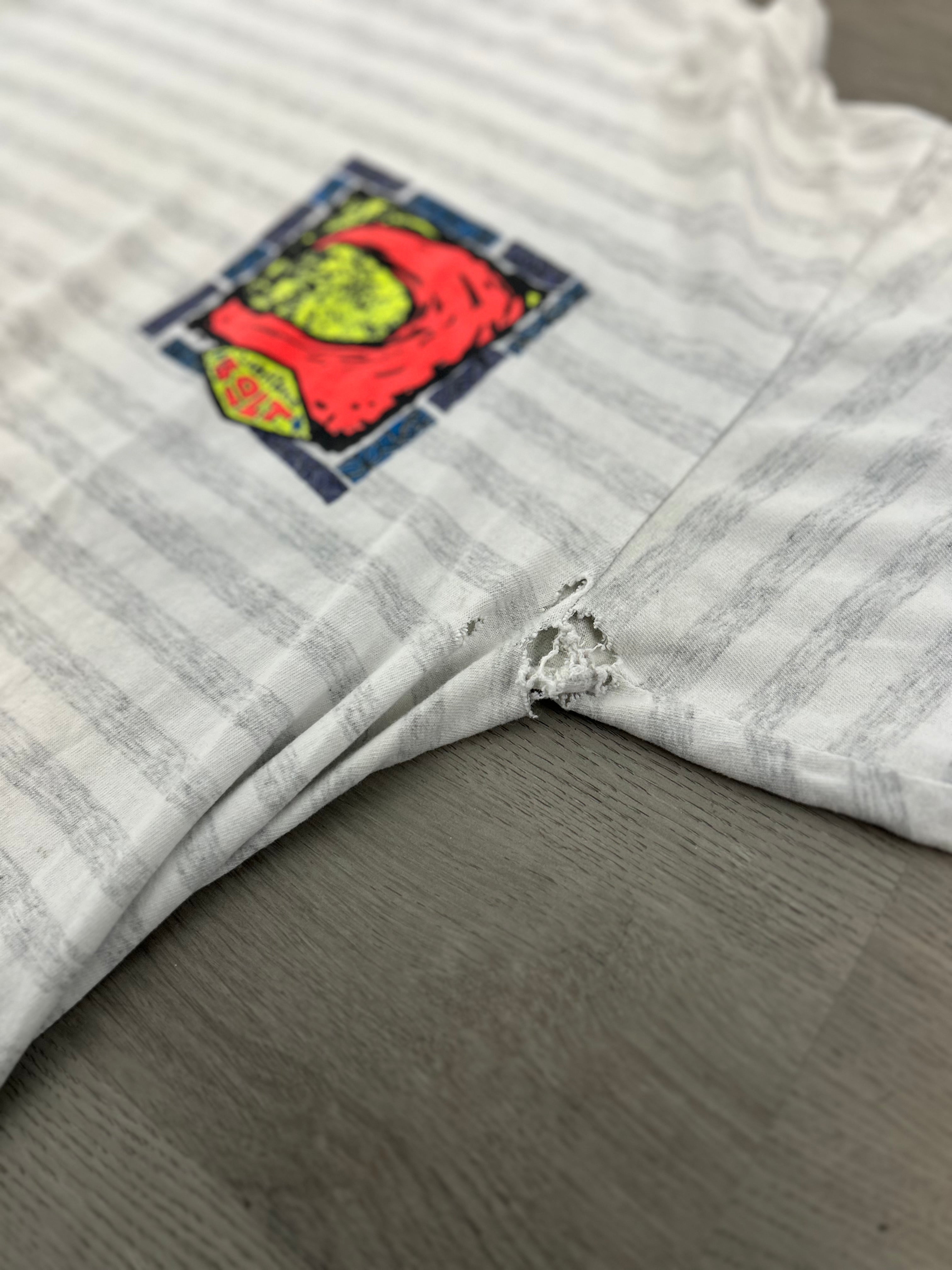 Vintage Grey Striped Lighting Bolt Tee