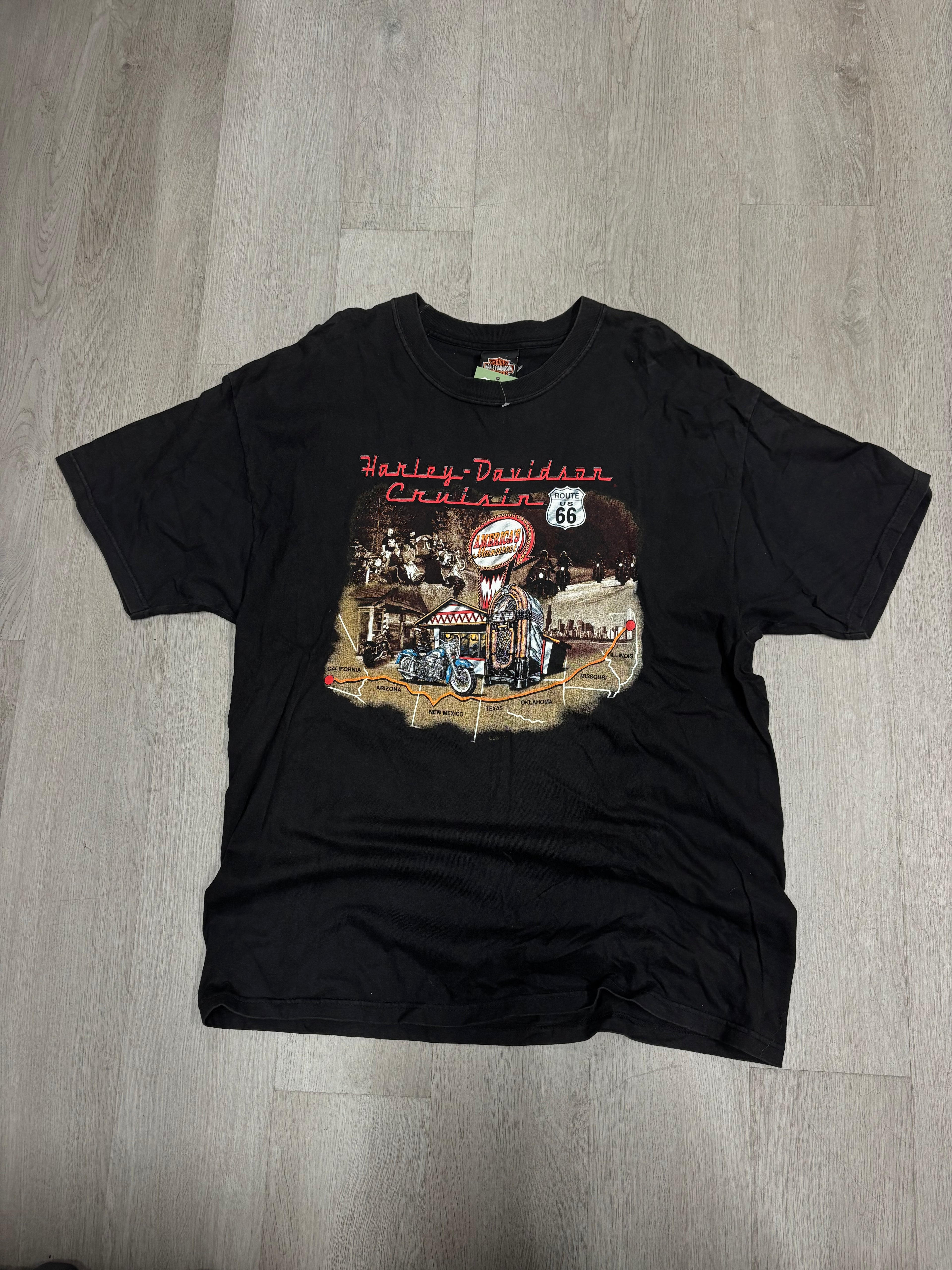 Vintage Harley Davidson Cruisin Route 66 Tee