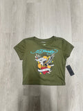 Women’s Ed Hardy Green Eagle Brave Hearts Stay True Rhinestone Cropped Baby Tee