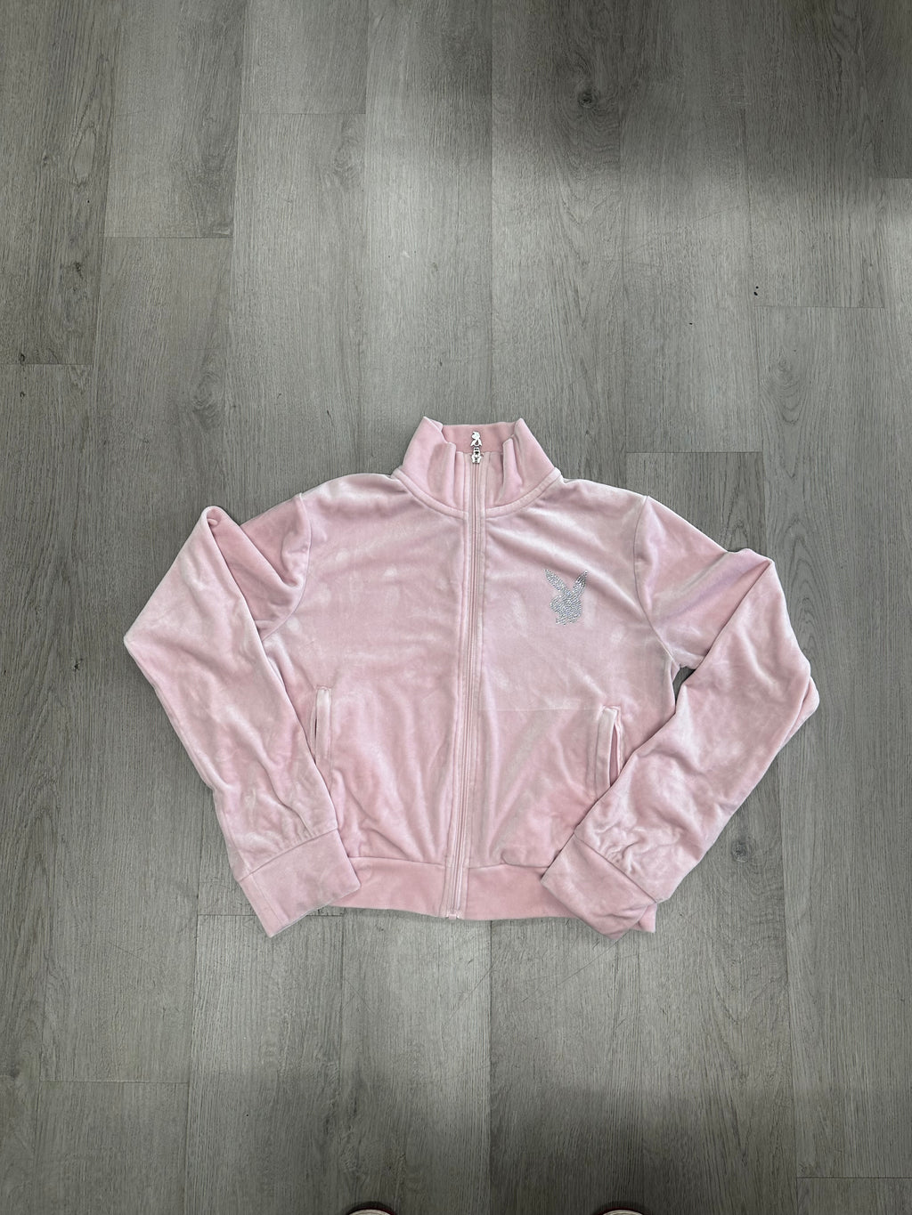 Women’s Pink Playboy Velvour Rhinestone Jacket