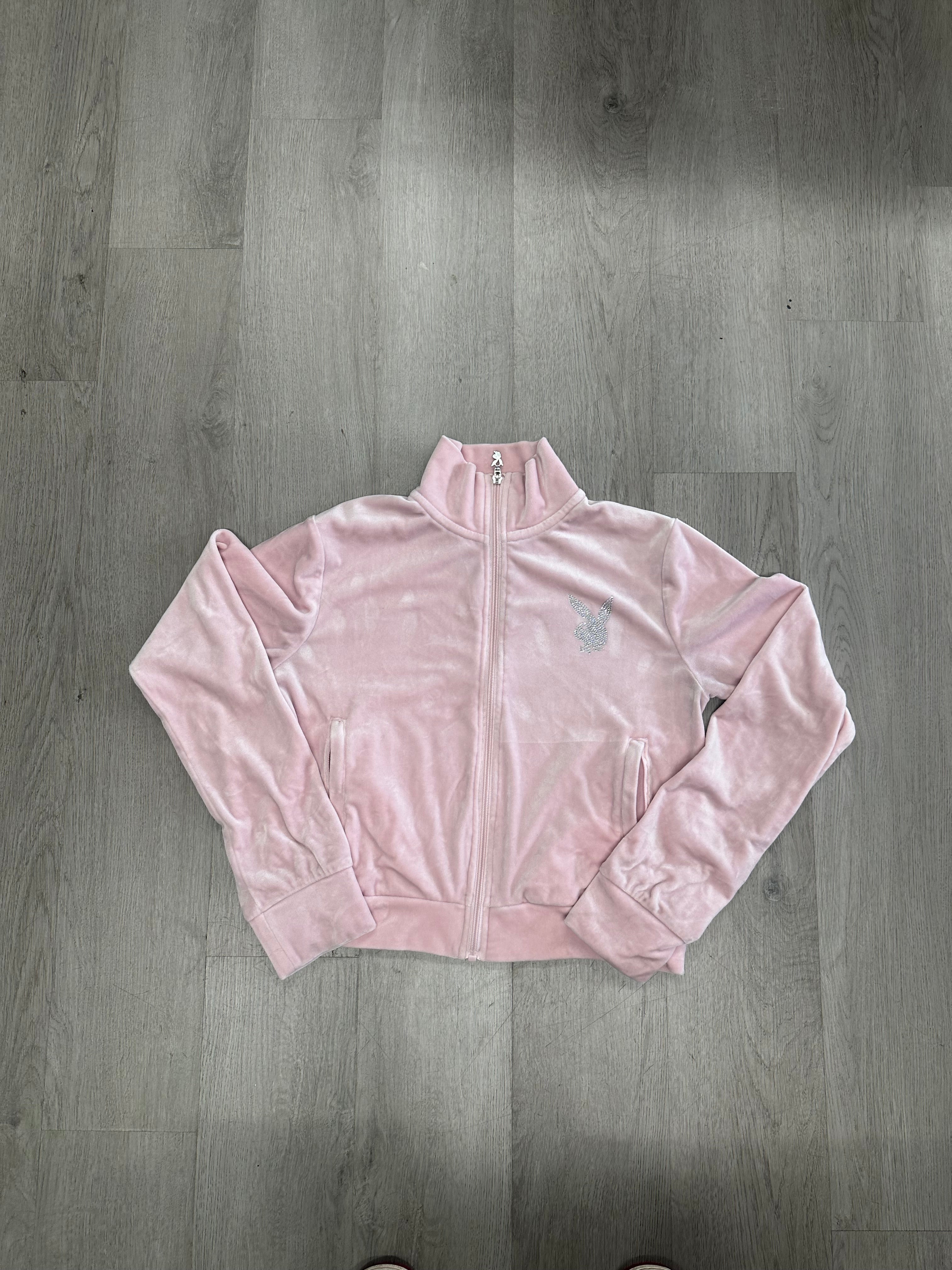 Women’s Pink Playboy Velvour Rhinestone Jacket