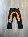 Evisu Embroidered Orange Bull Selvedge Japanese Denim Jeans