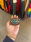 Vintage Turquoise Hubble Glass Belt Buckle