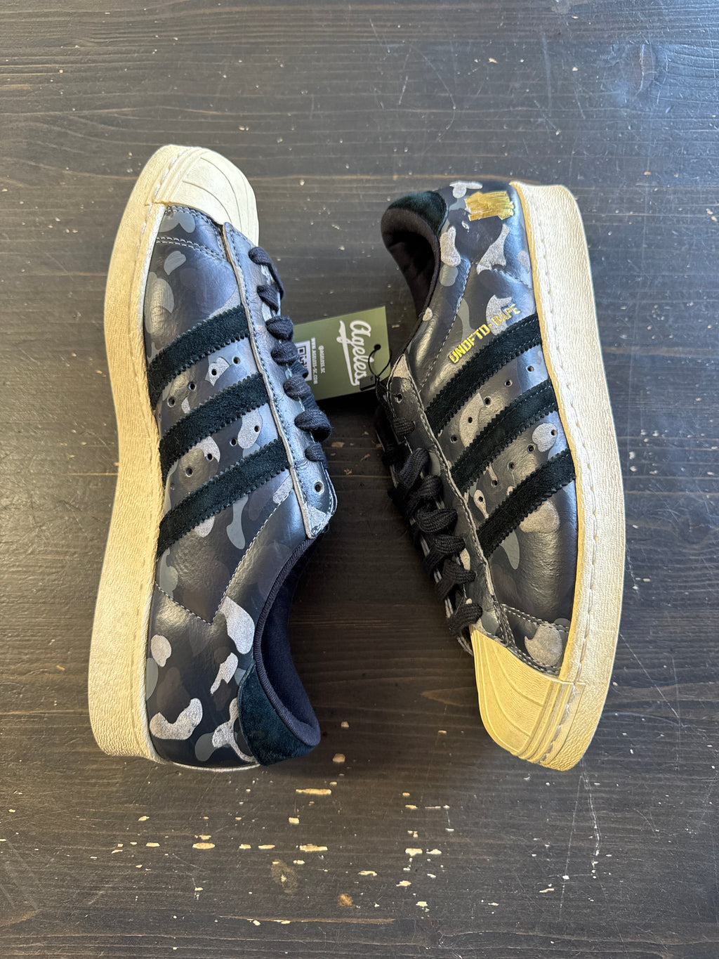 Pre-owned Adidas Superstar 80s Undefeated Bape A Bathing Ape Black Camo