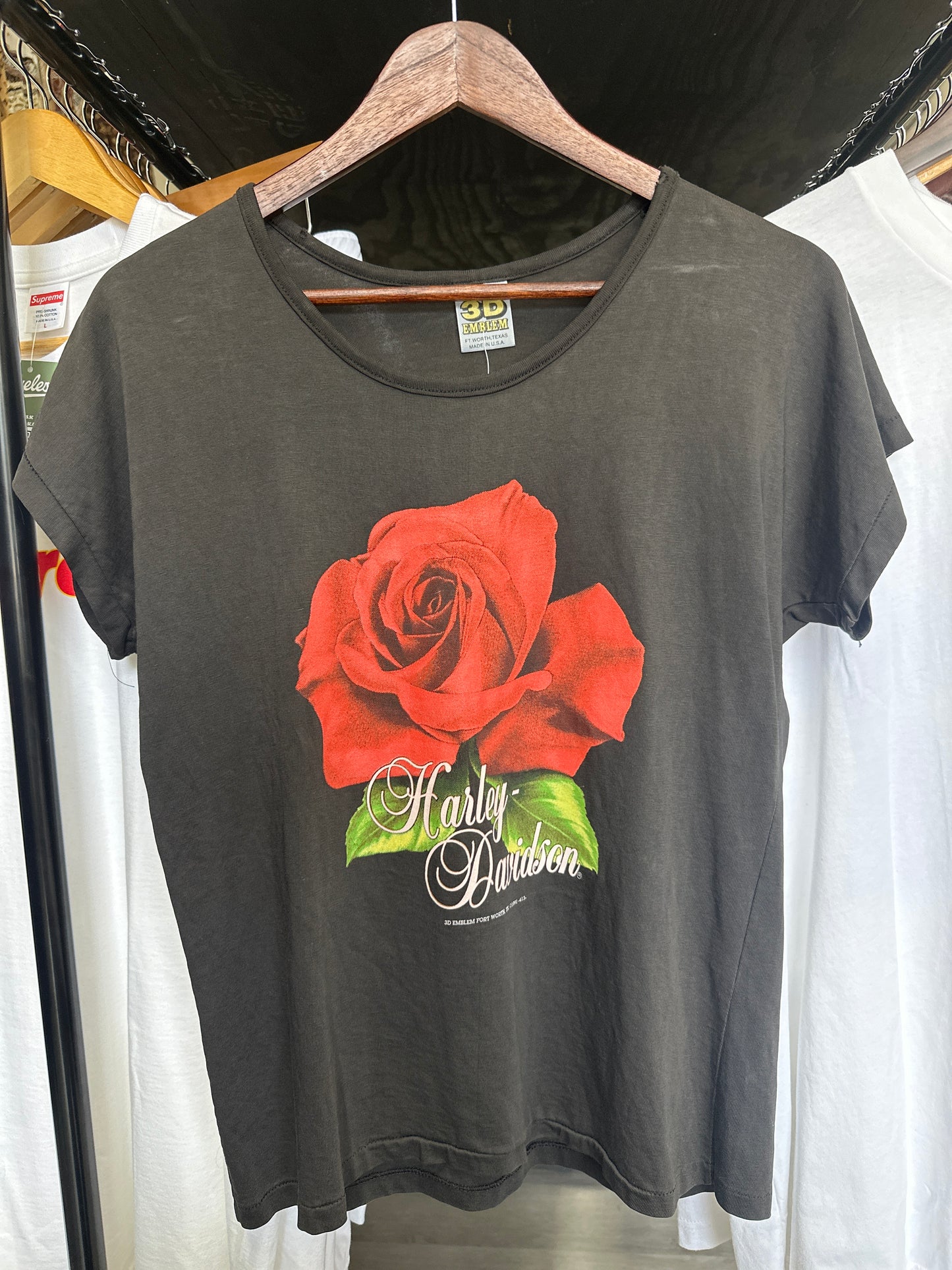 1991 Harley 3D Emblem Rose Tee