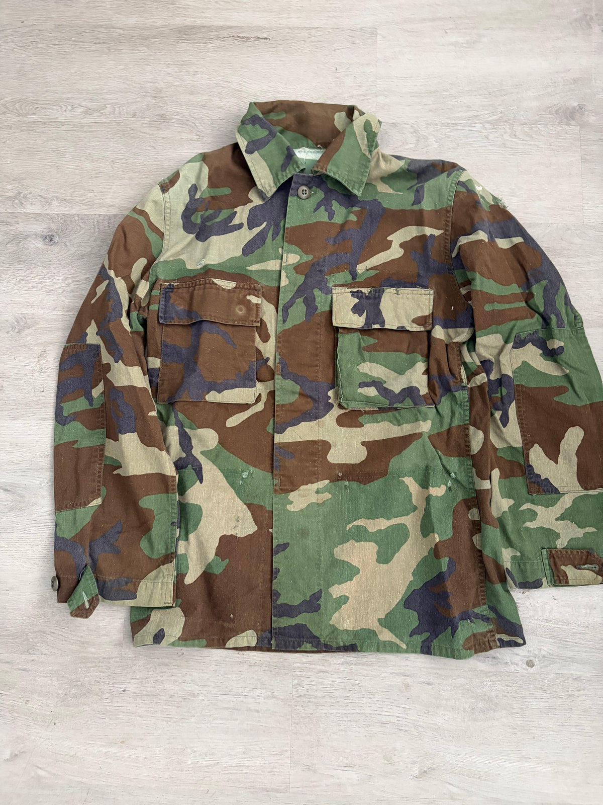 Vintage Woodland Camo Military Field Jacket
